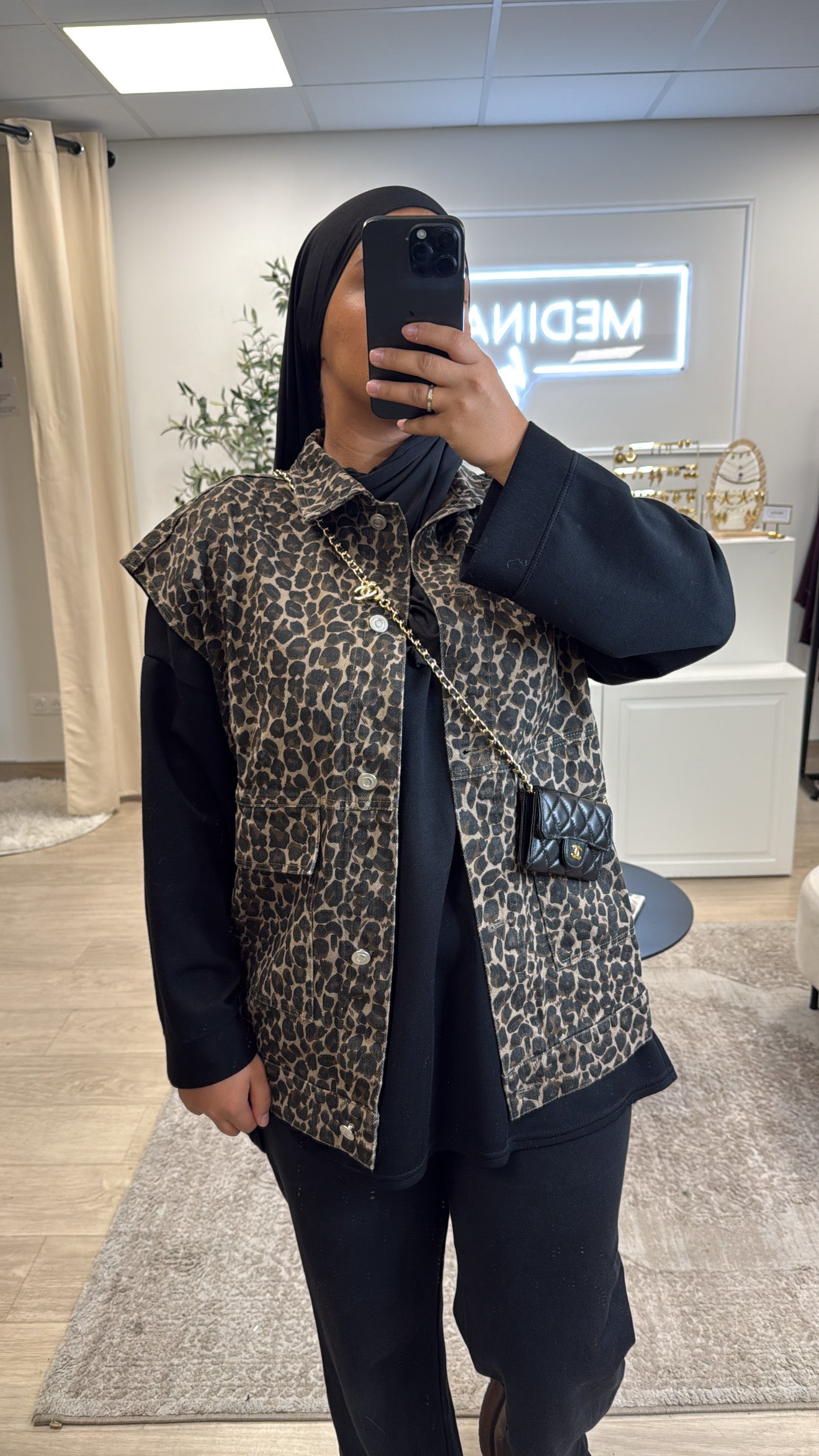 Veste en jean Léopard