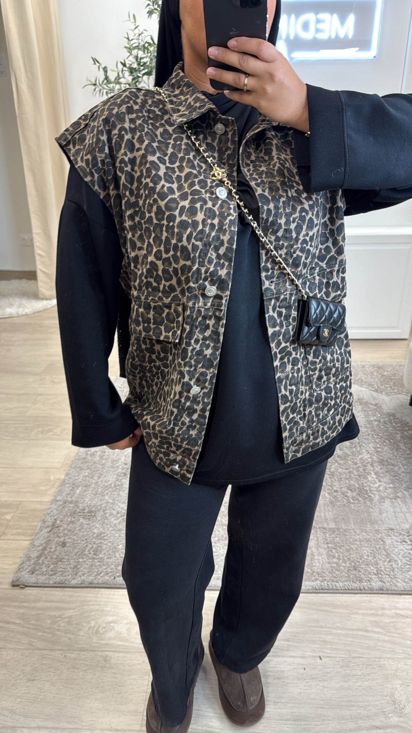 Veste en jean Léopard