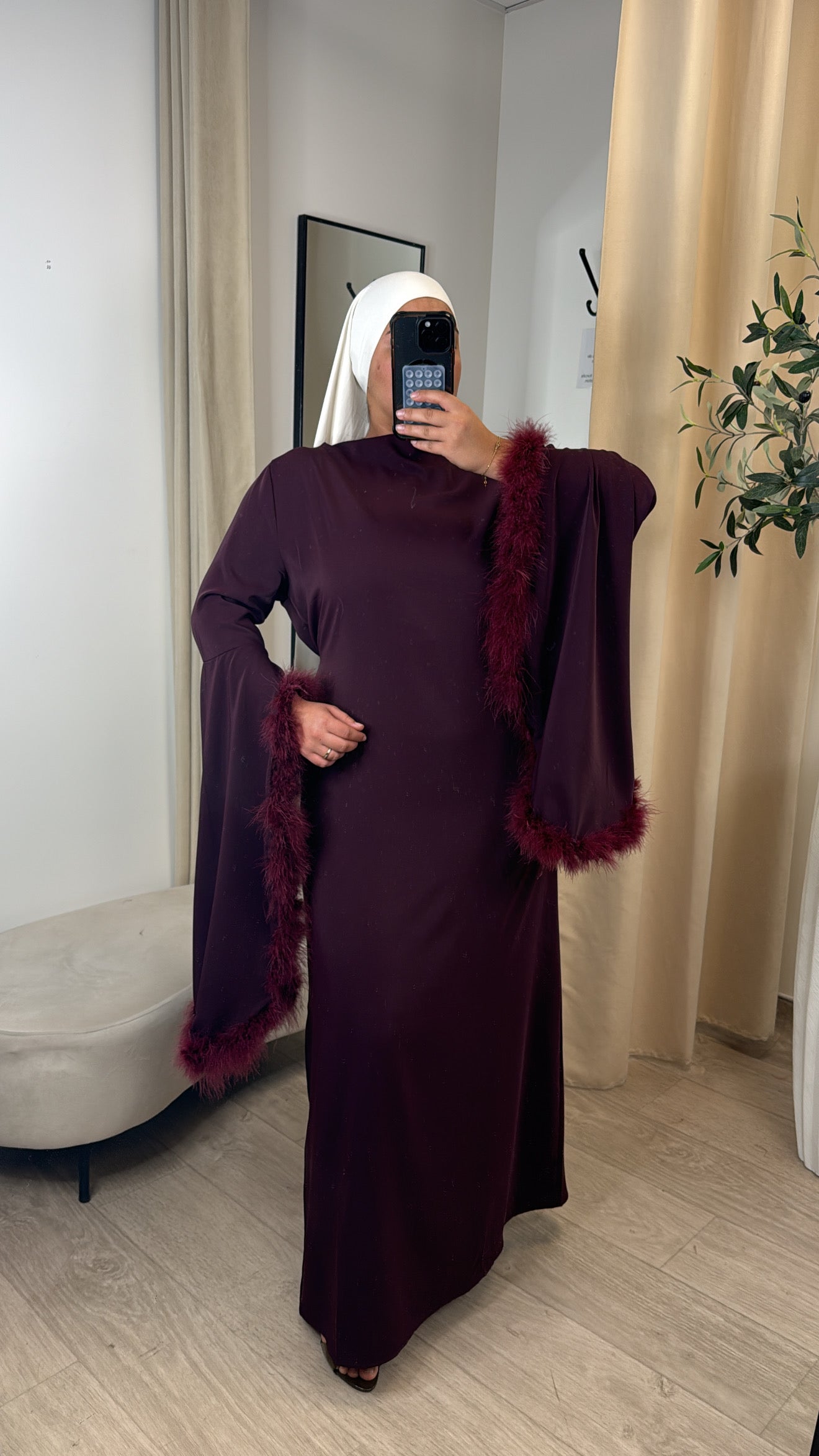 ROBE PLUME LEXIA [ bordeau ]