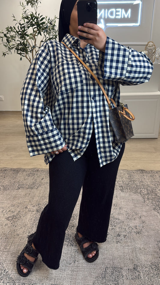CHEMISE PREMIUM À CARREAUX [ bleu ]