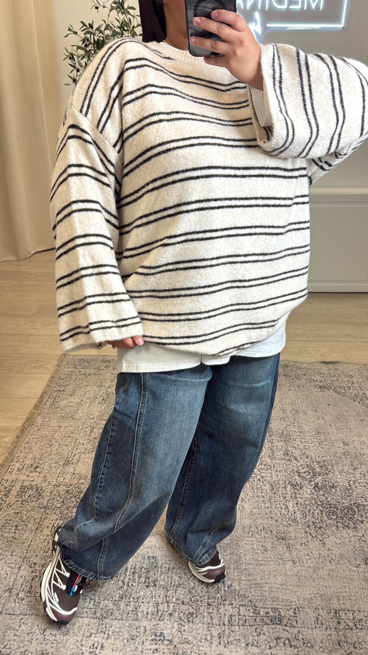 Pull à rayure [ crème ]