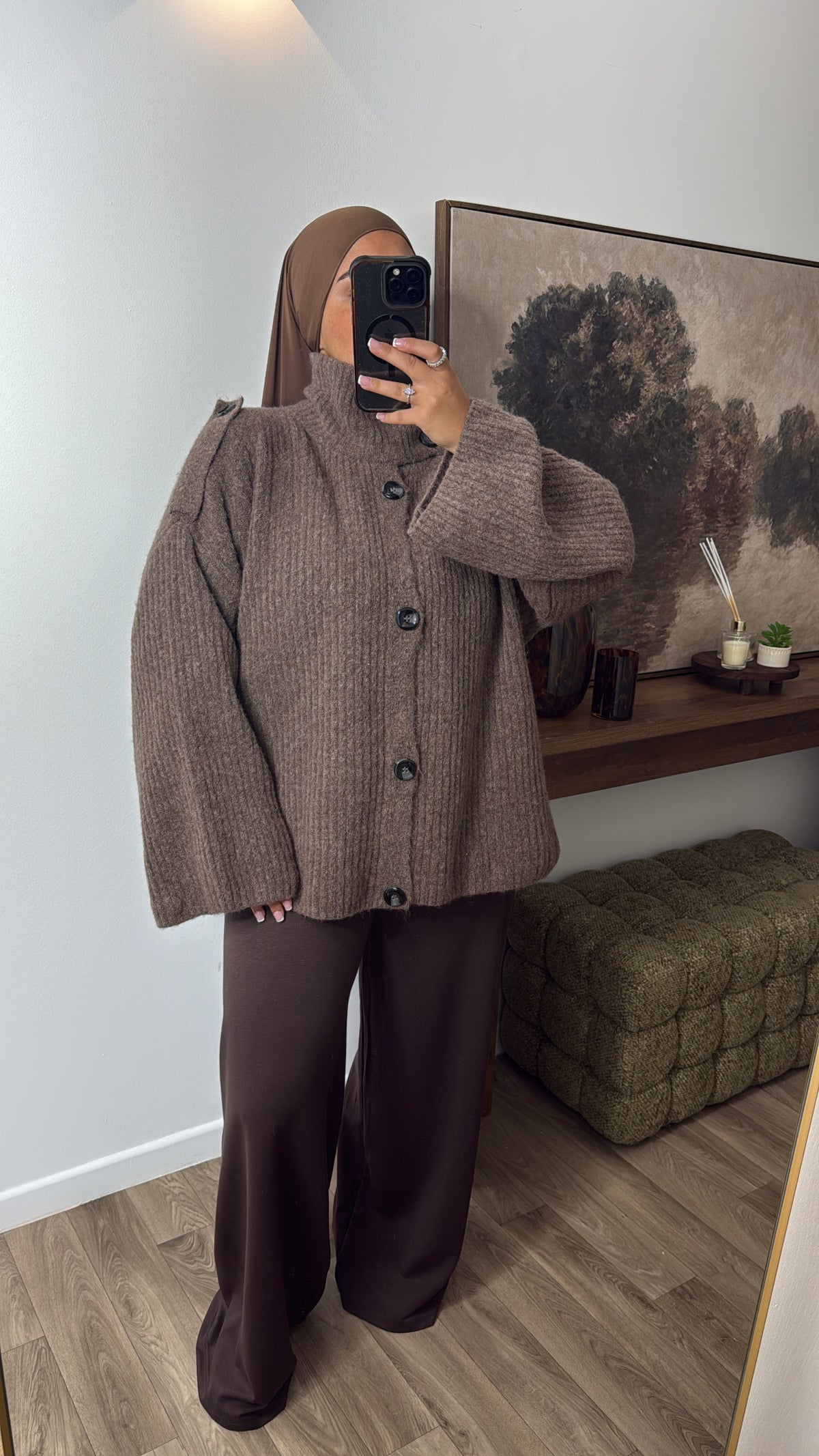 PULL OVERSIZE A BOUTON [ MARRON ]