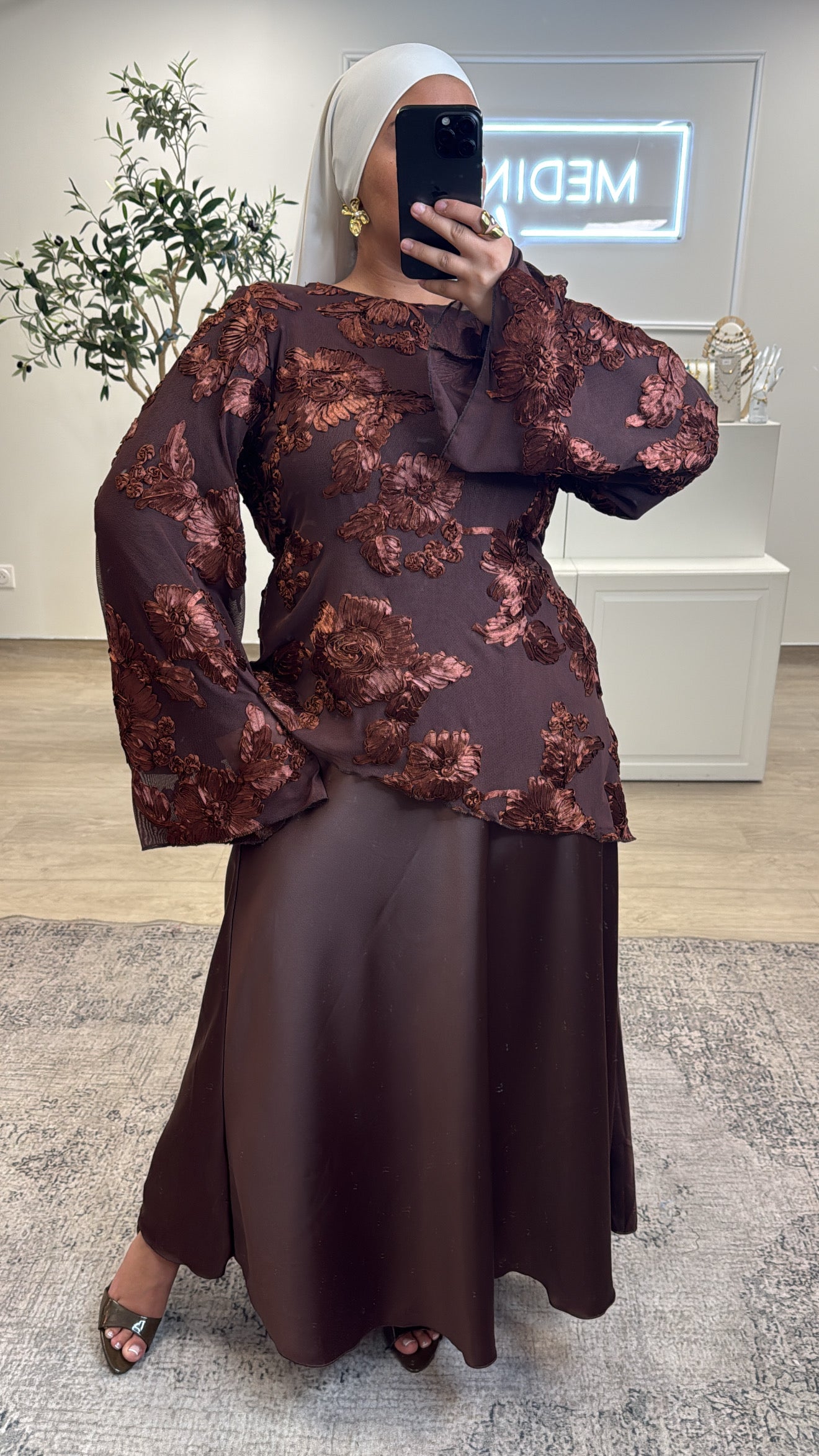 TOP BRODÉ AVEC DOUBLURE [ choco ]