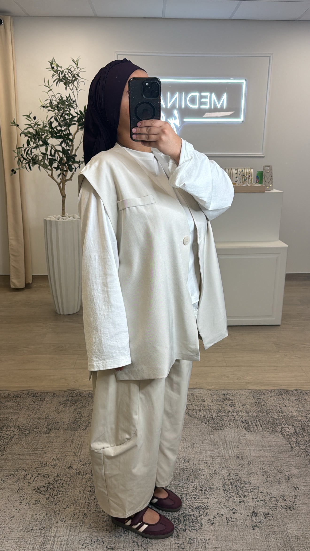 GILET OVERSIZE A BOUTON [ crème ]