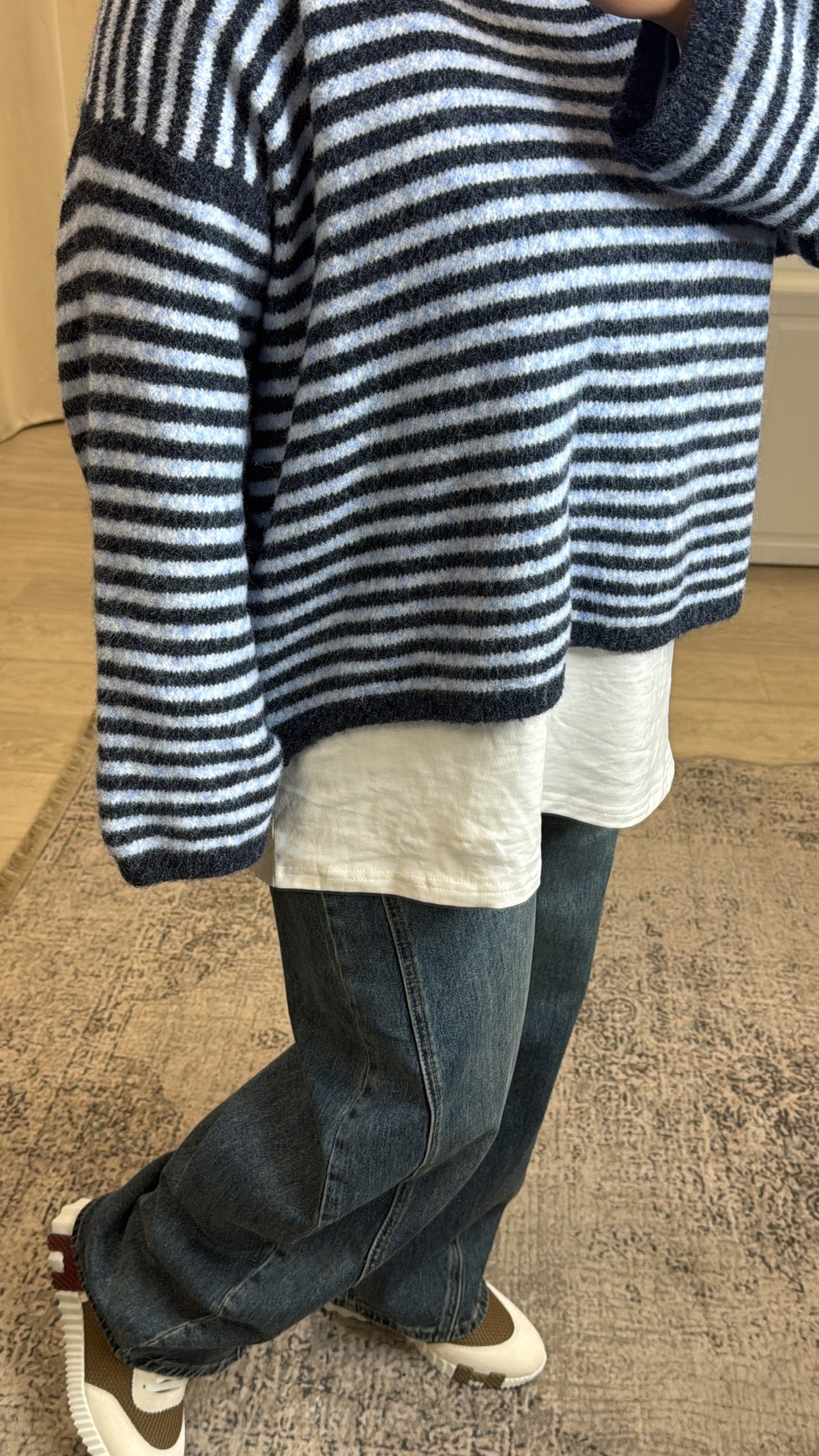 Pull noeud à carreaux [ marine ]
