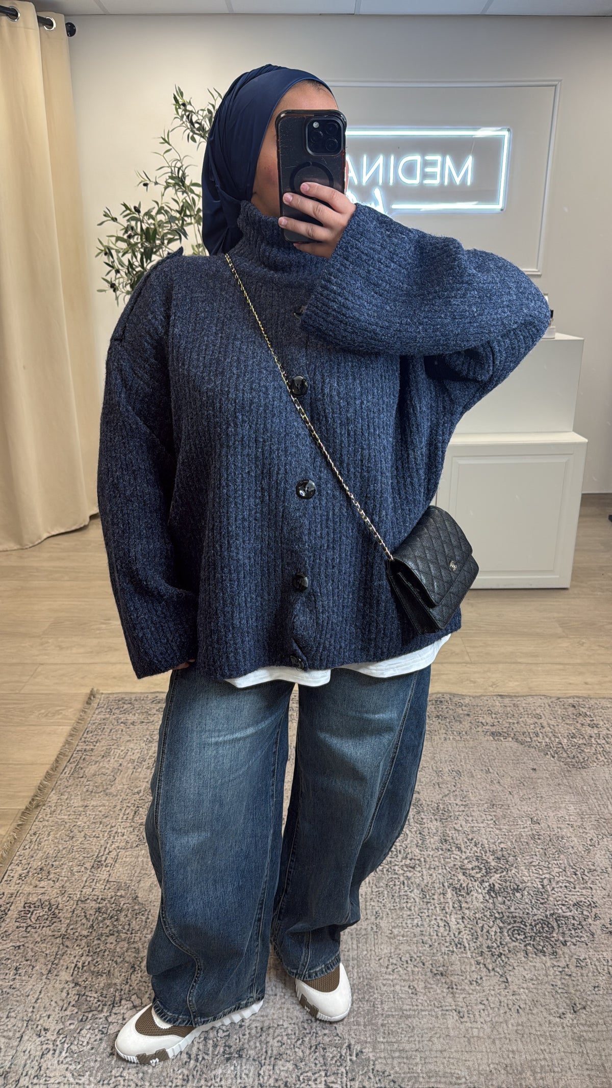 PULL OVERSIZE A BOUTON [ marine ]