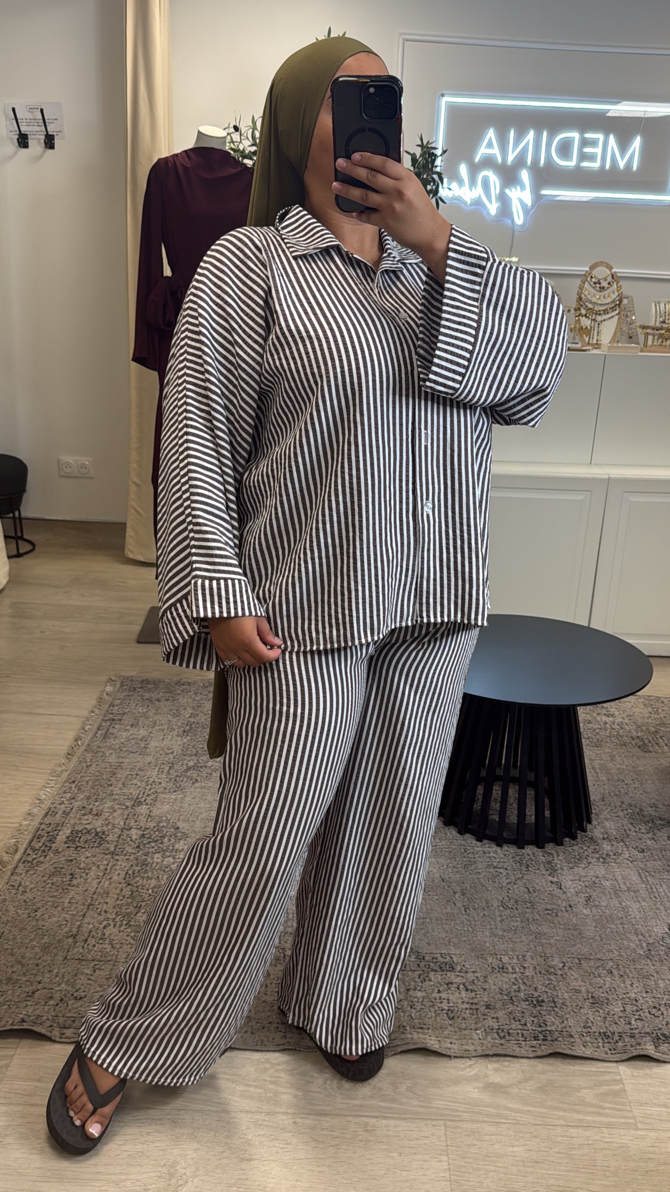 Ensemble rayée marron