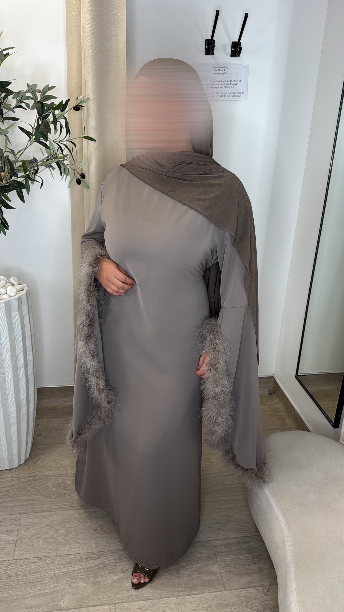 ROBE PLUME LEXIA [ taupe ]