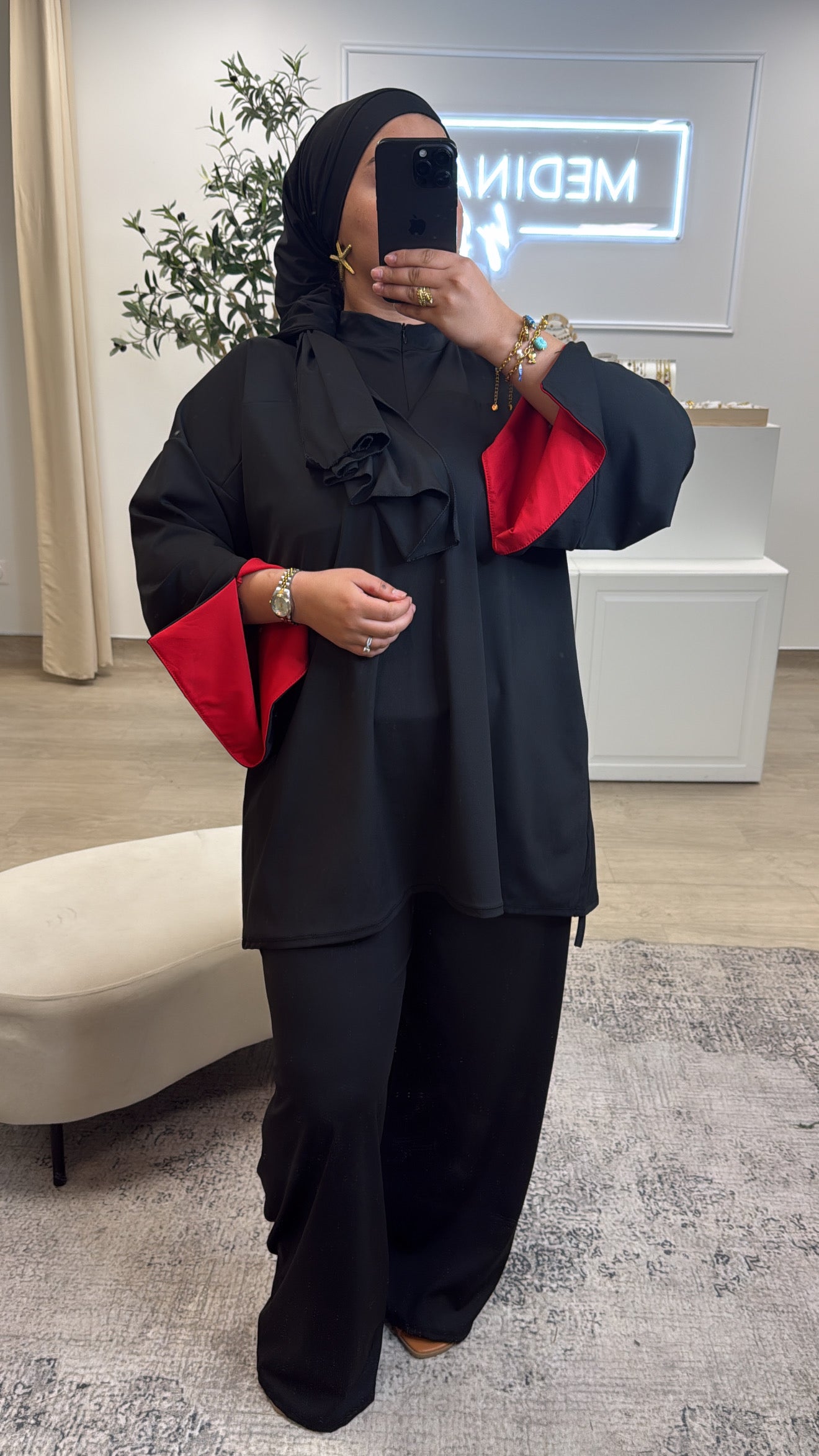 Burkini Premium 3 pièces à zip [ Noir , rouge ]