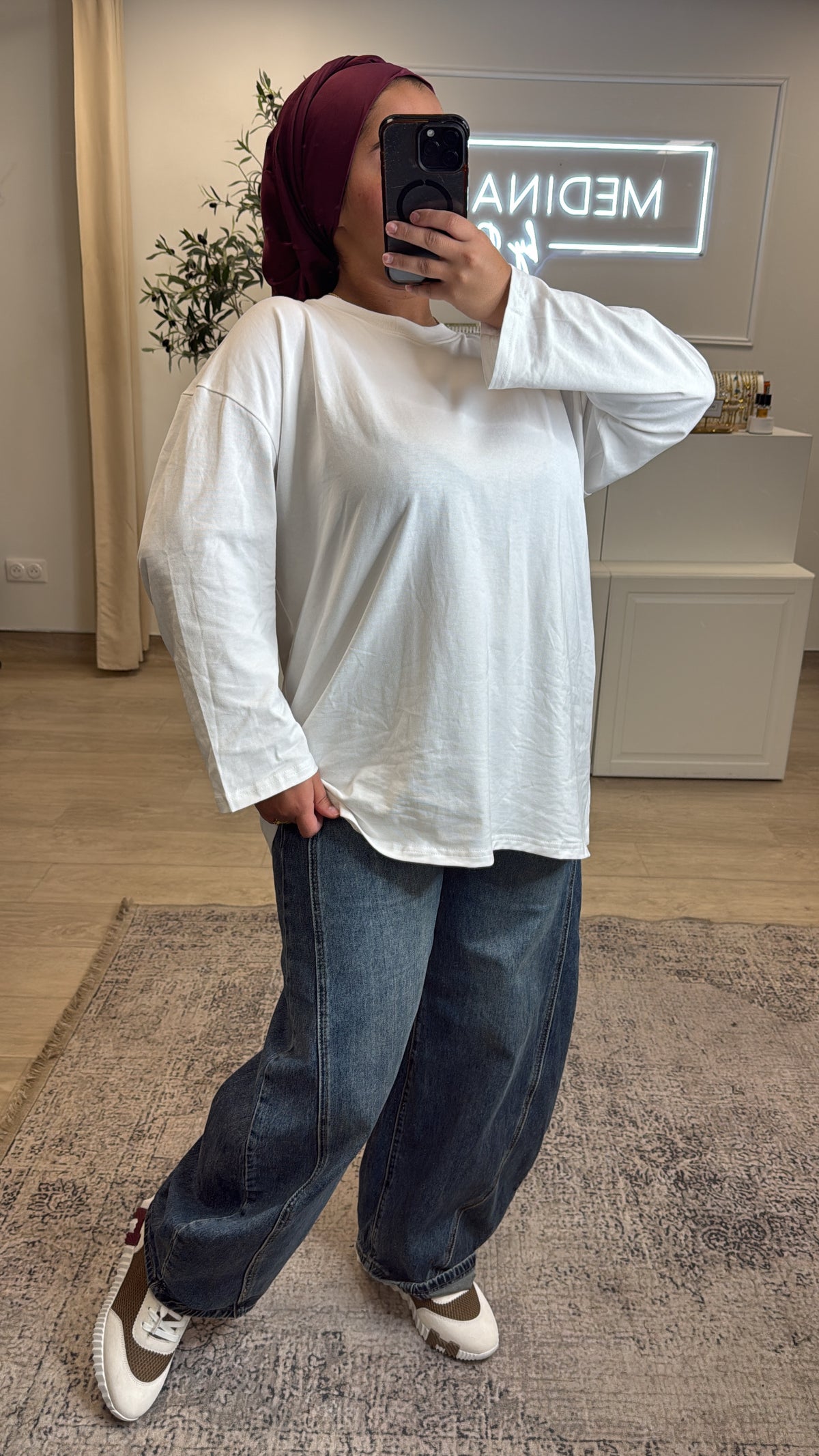 T-shirt coton manche longue  [ blanc ]