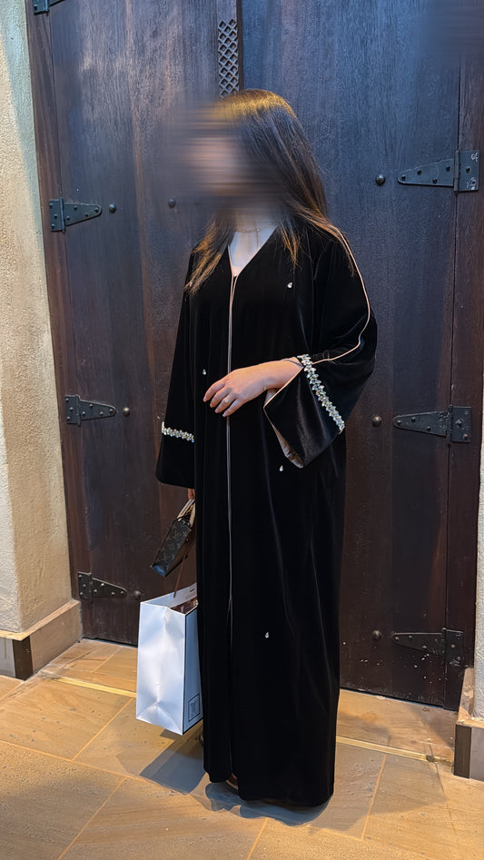 ABAYA VELOURS MEDINA [ Argenté ]