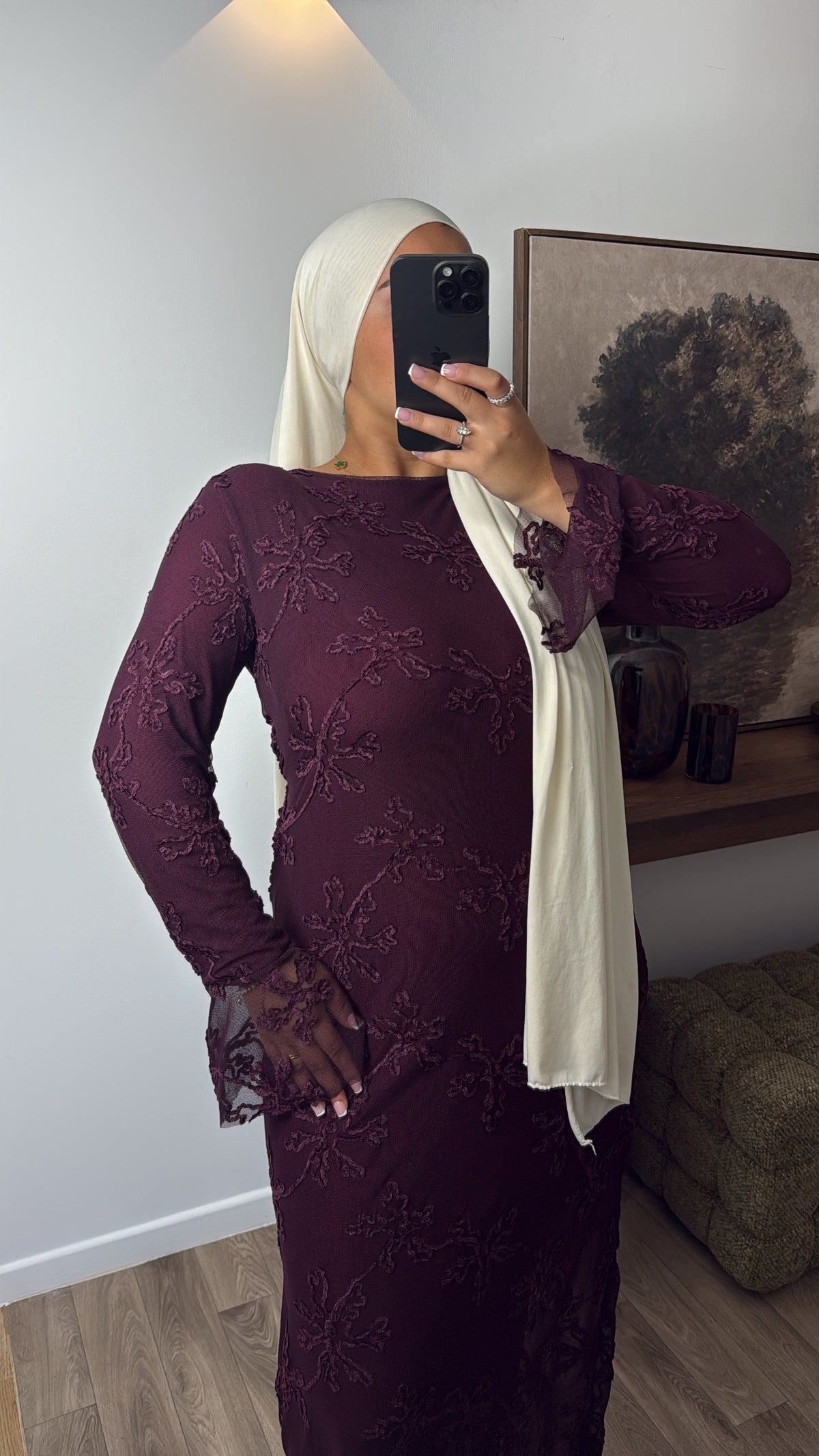 ROBE DENTELLE ROSE [ bordeau ]