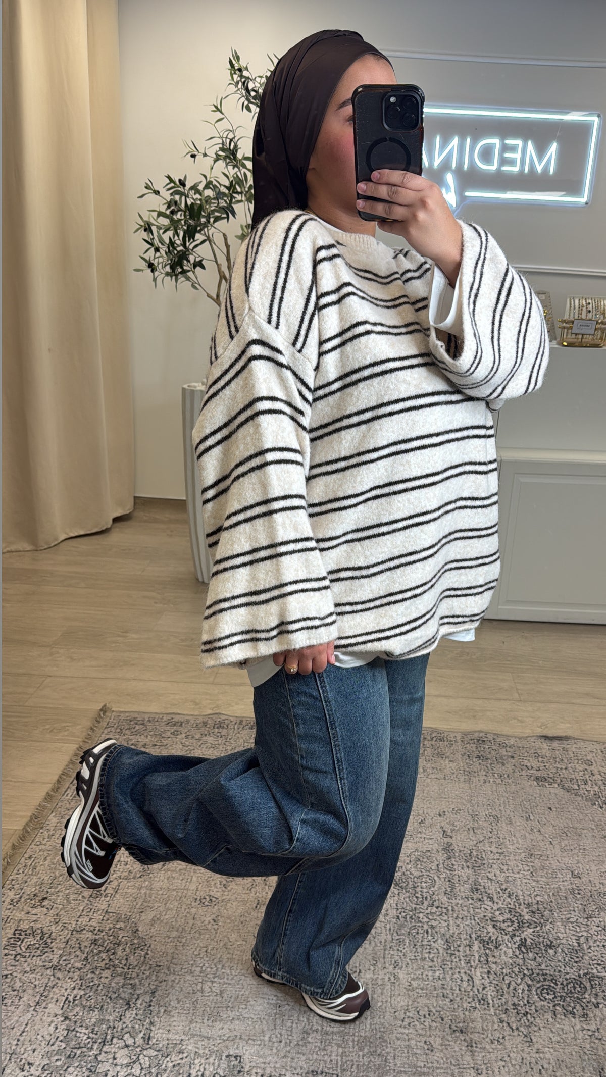 Pull à rayure [ crème ]