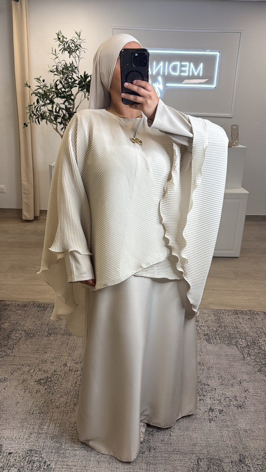 ROBE + CAP BROCHE PREMIUM [ crème ]