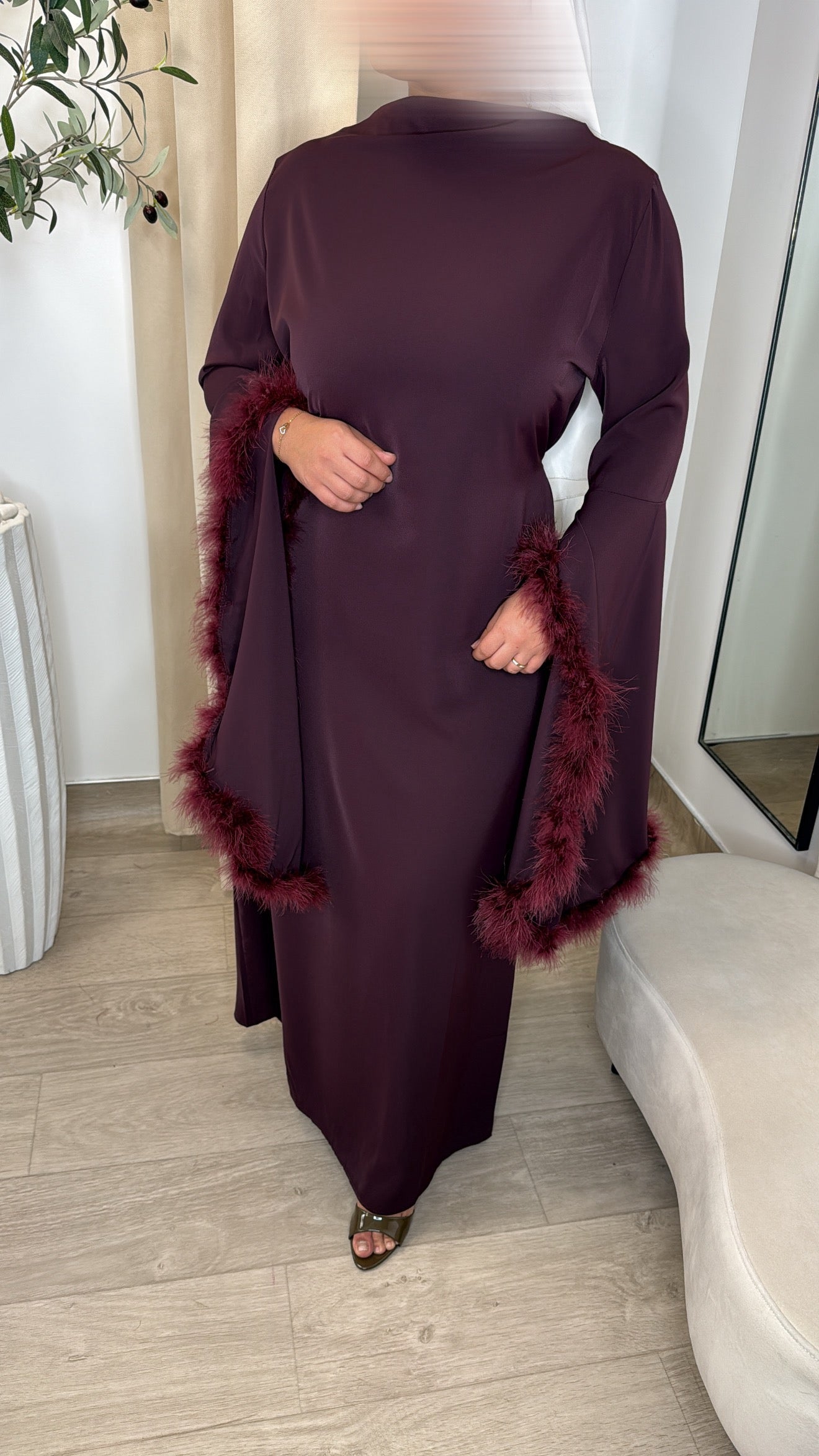 ROBE PLUME LEXIA [ bordeau ]