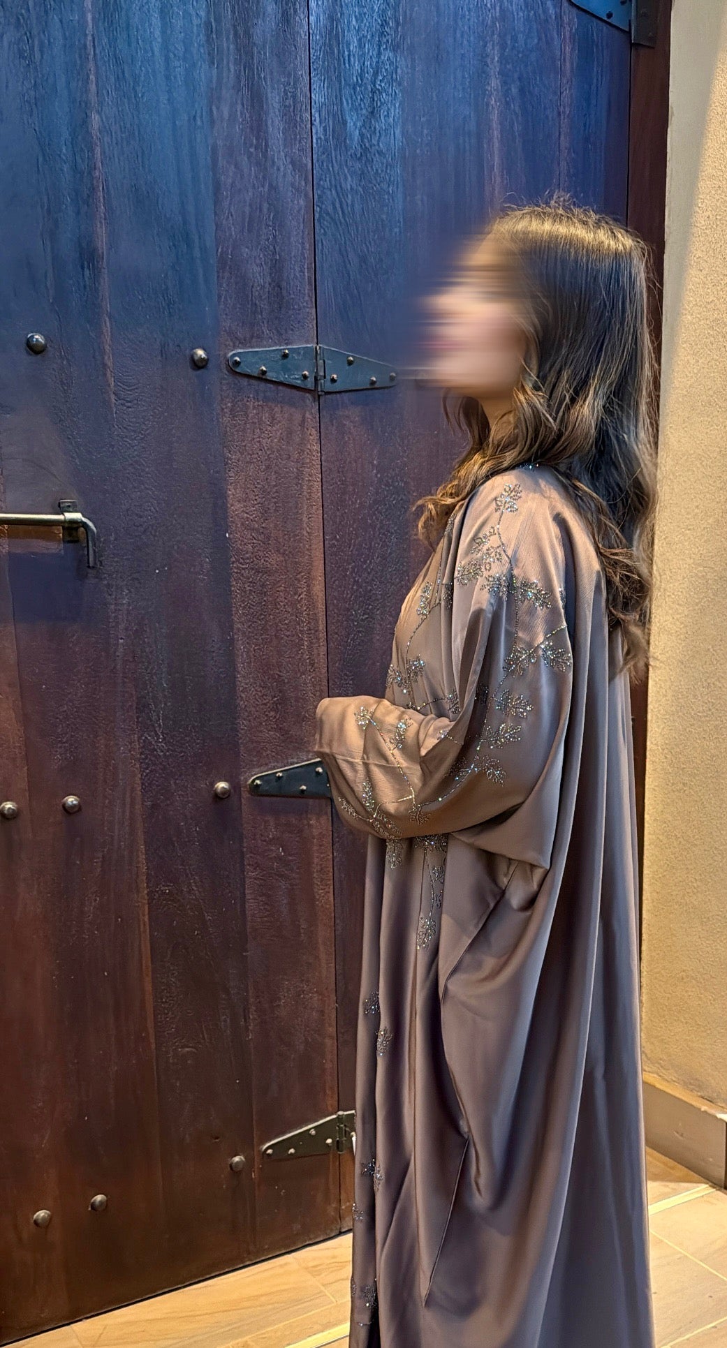 ABAYA LAYANA STRASS [ TAUPE ]