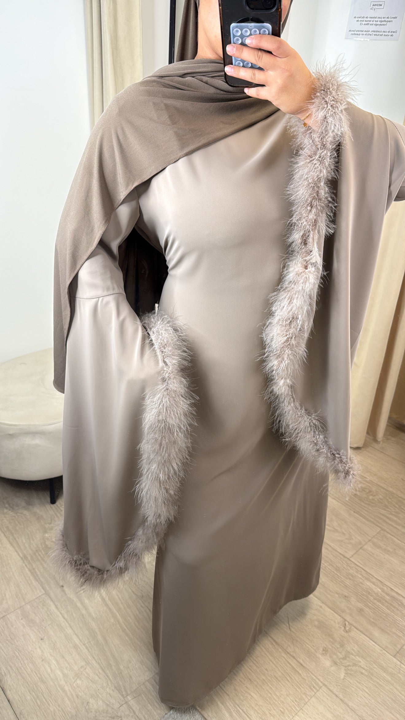 ROBE PLUME LEXIA [ taupe ]