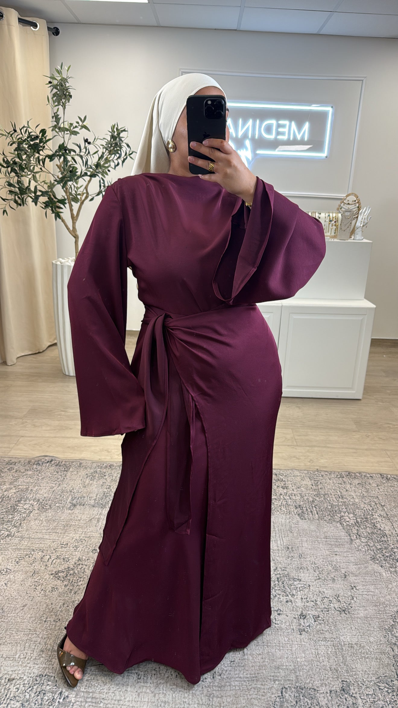 ROBE PREMIUM AVEC JUPE YASMINE [ prune ]
