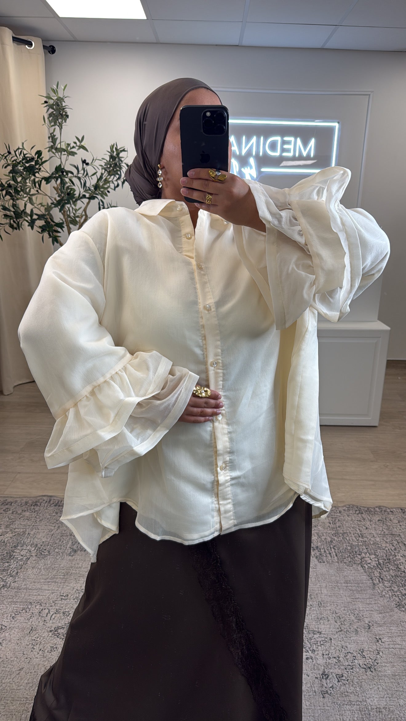 CHEMISE LONGUE BOUFFANTE [ crème ]