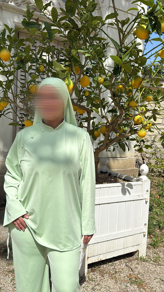 Burkini Premium 3 pièces à bouton [ Vert ]