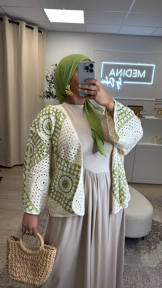 Gilet crochet Léna [ vert ]
