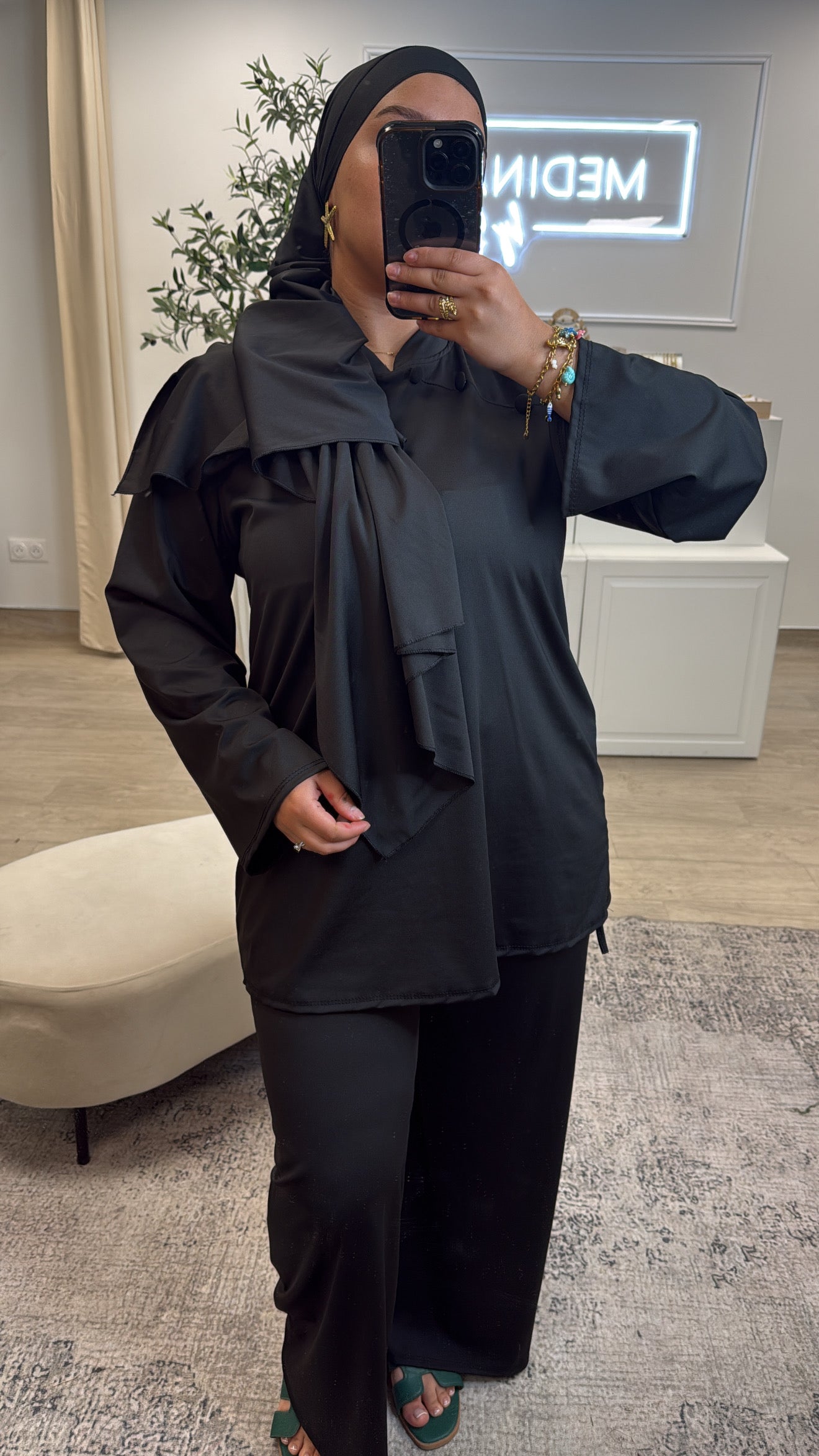 Burkini Premium 3 pièces à bouton [ noir ]