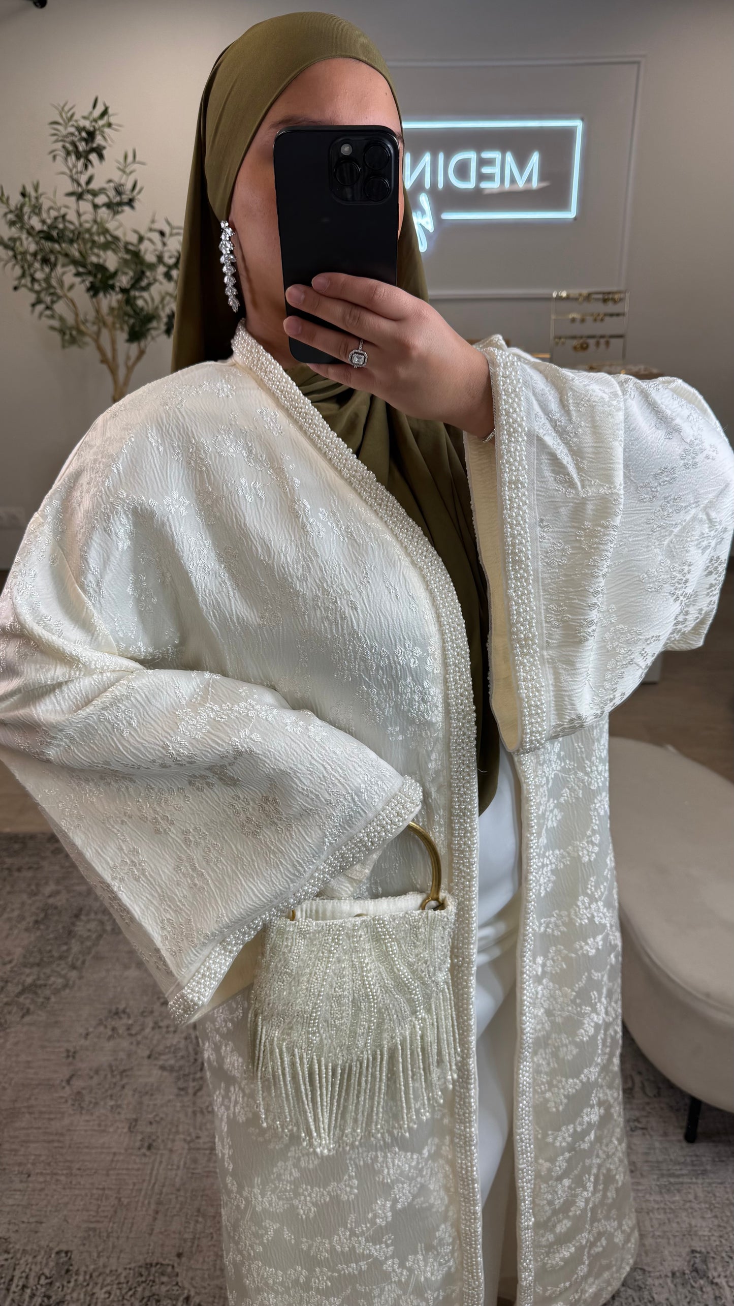 KIMONO BROCARD STRASS [ crème ]