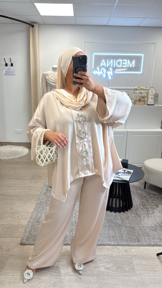 Ensemble broche luxe [ crème ]