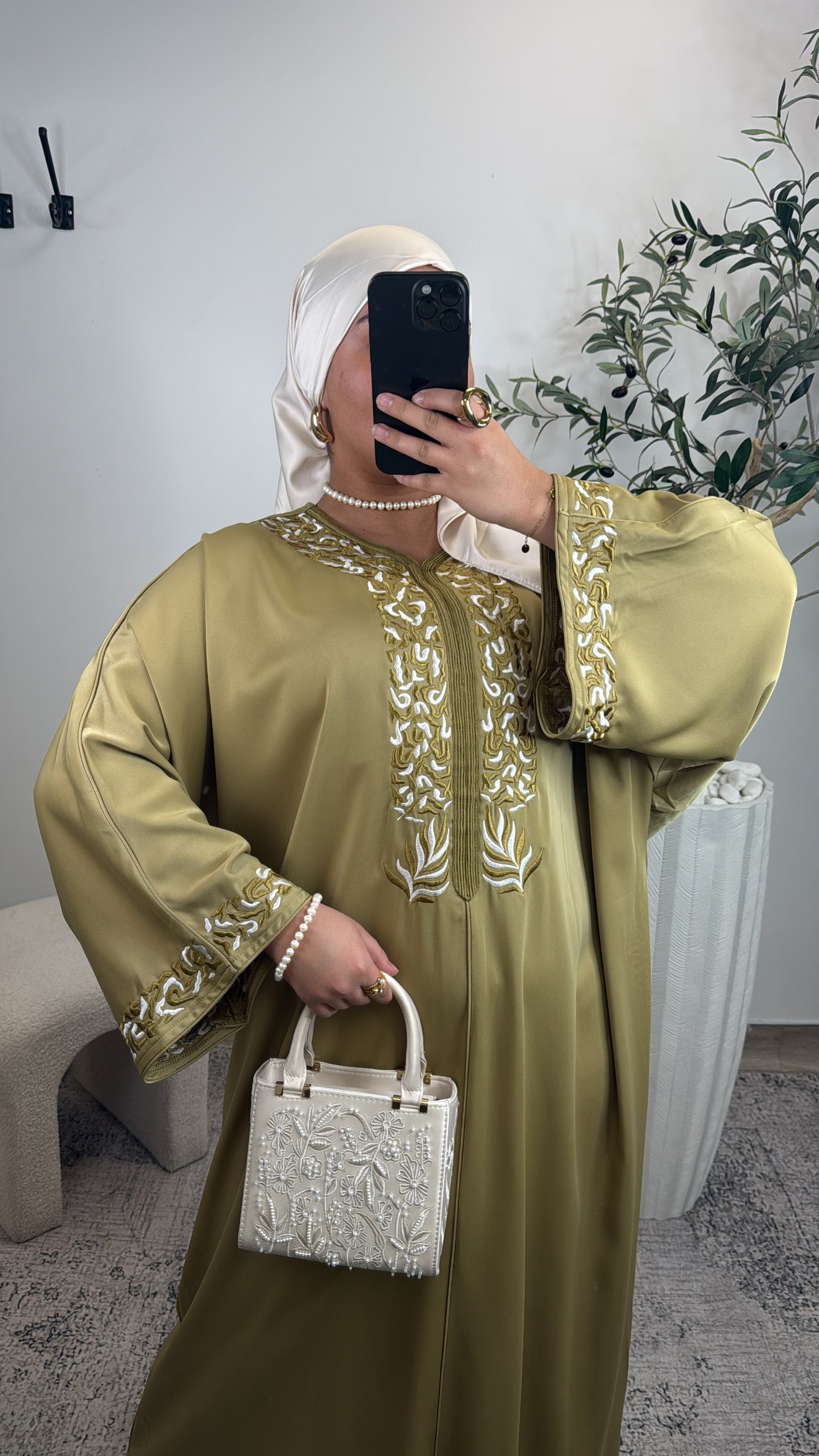 ABAYA BRODÉ  NARYMEL [ pistache ]