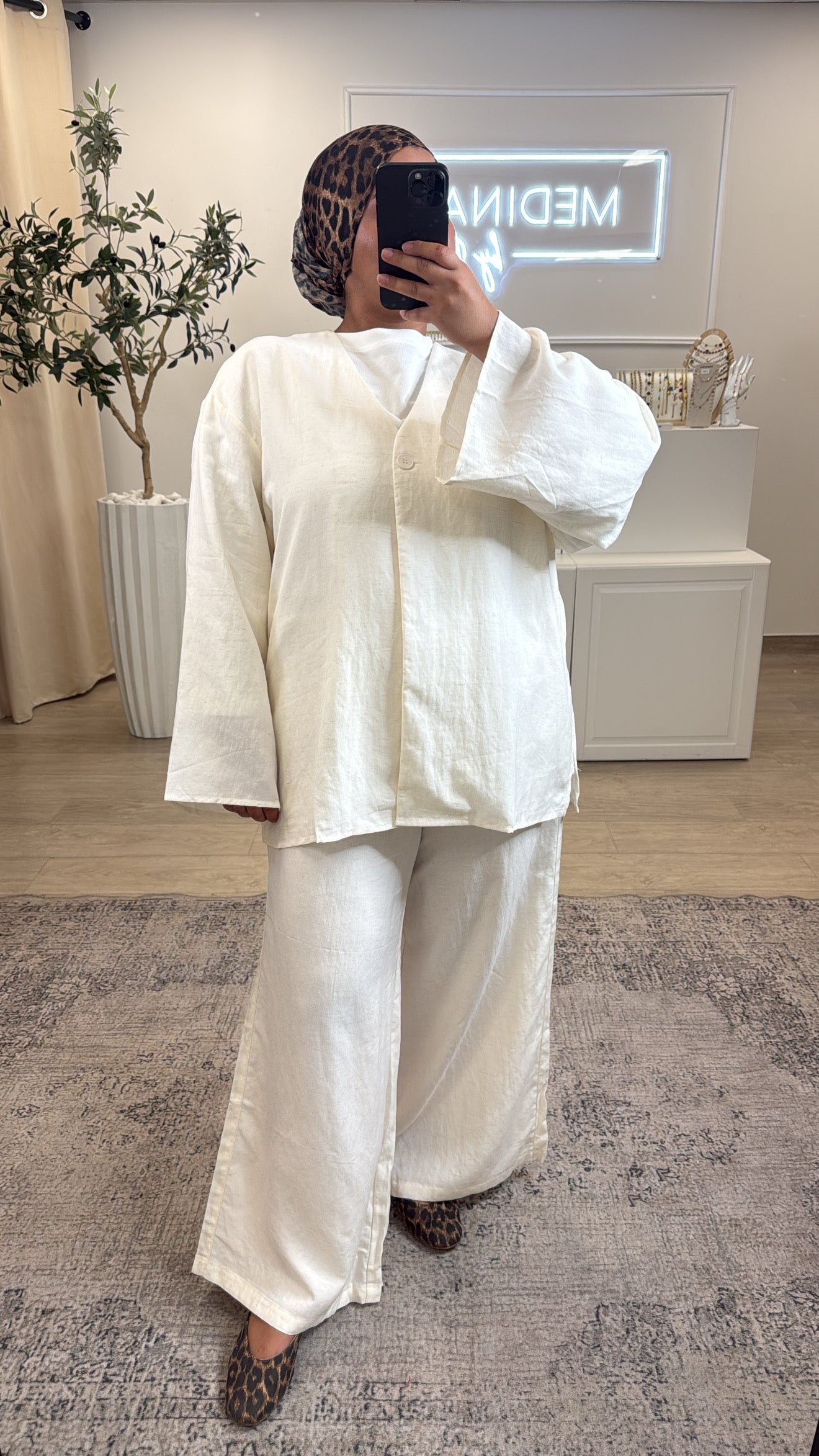 ENSEMBLE PREMIUM A BOUTON  PANTALON + CHEMISE OVERSIZE [ crème ]