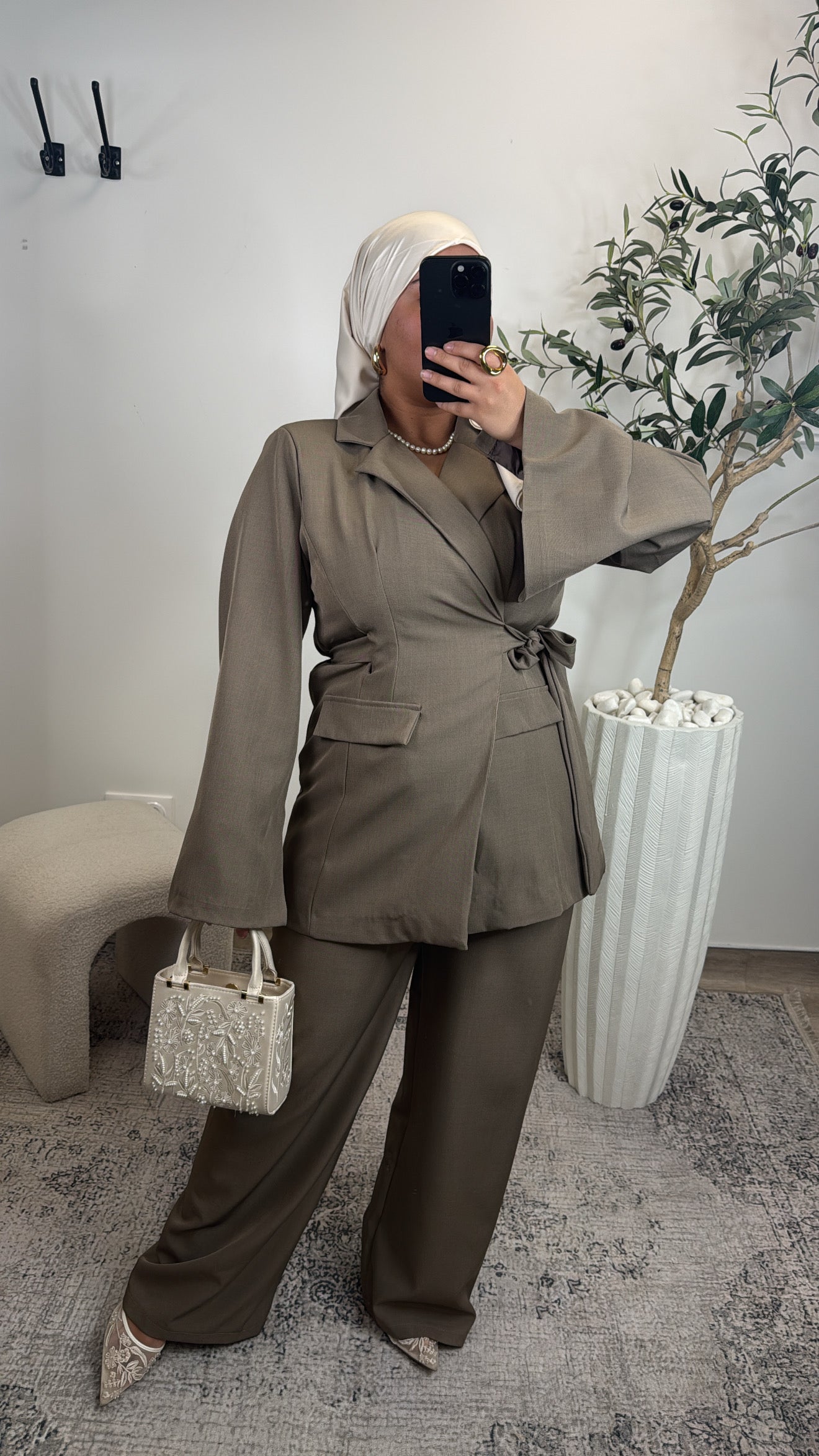 Ensemble Blazer croisé [Taupe ]