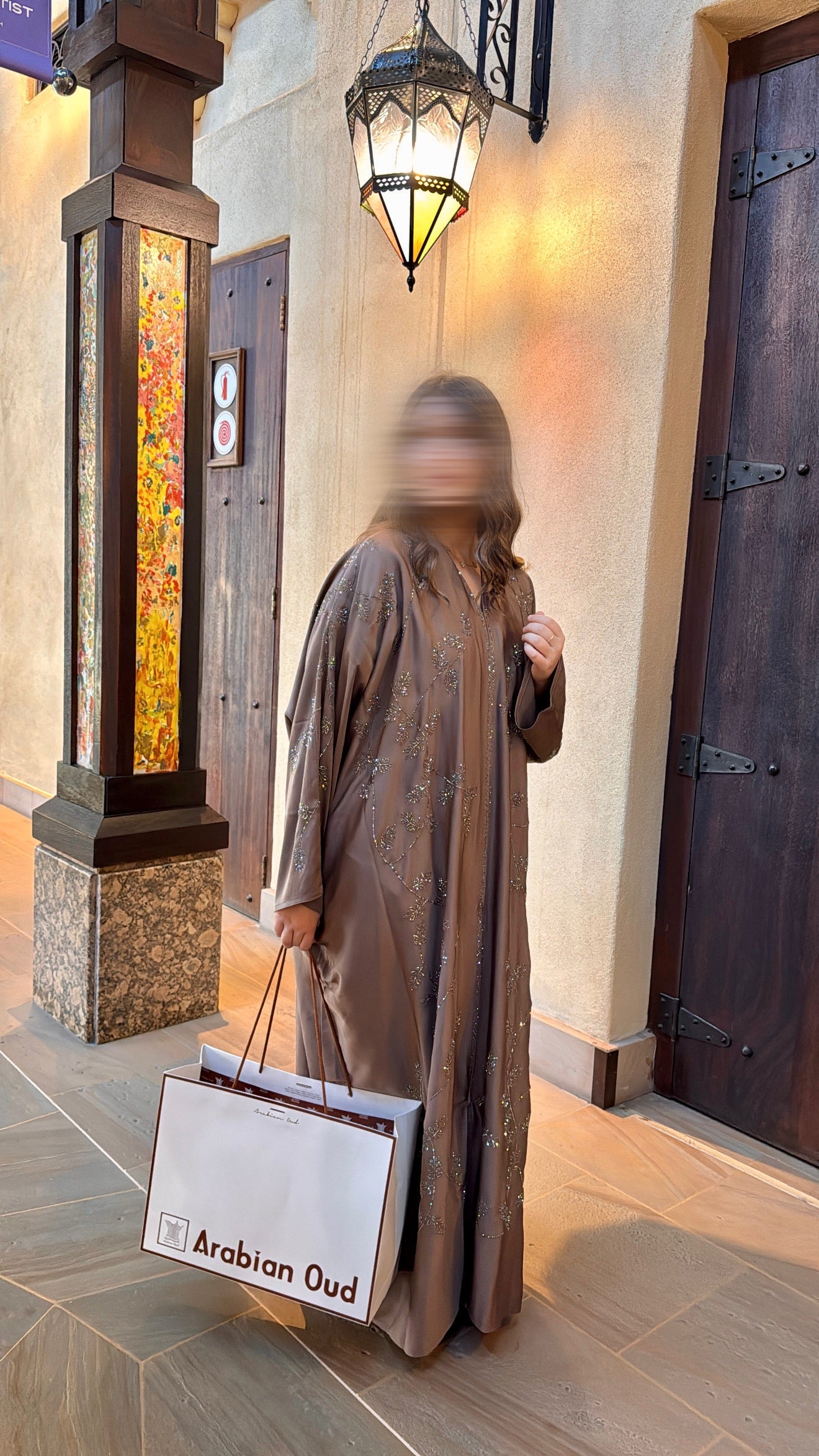 ABAYA LAYANA STRASS [ TAUPE ]