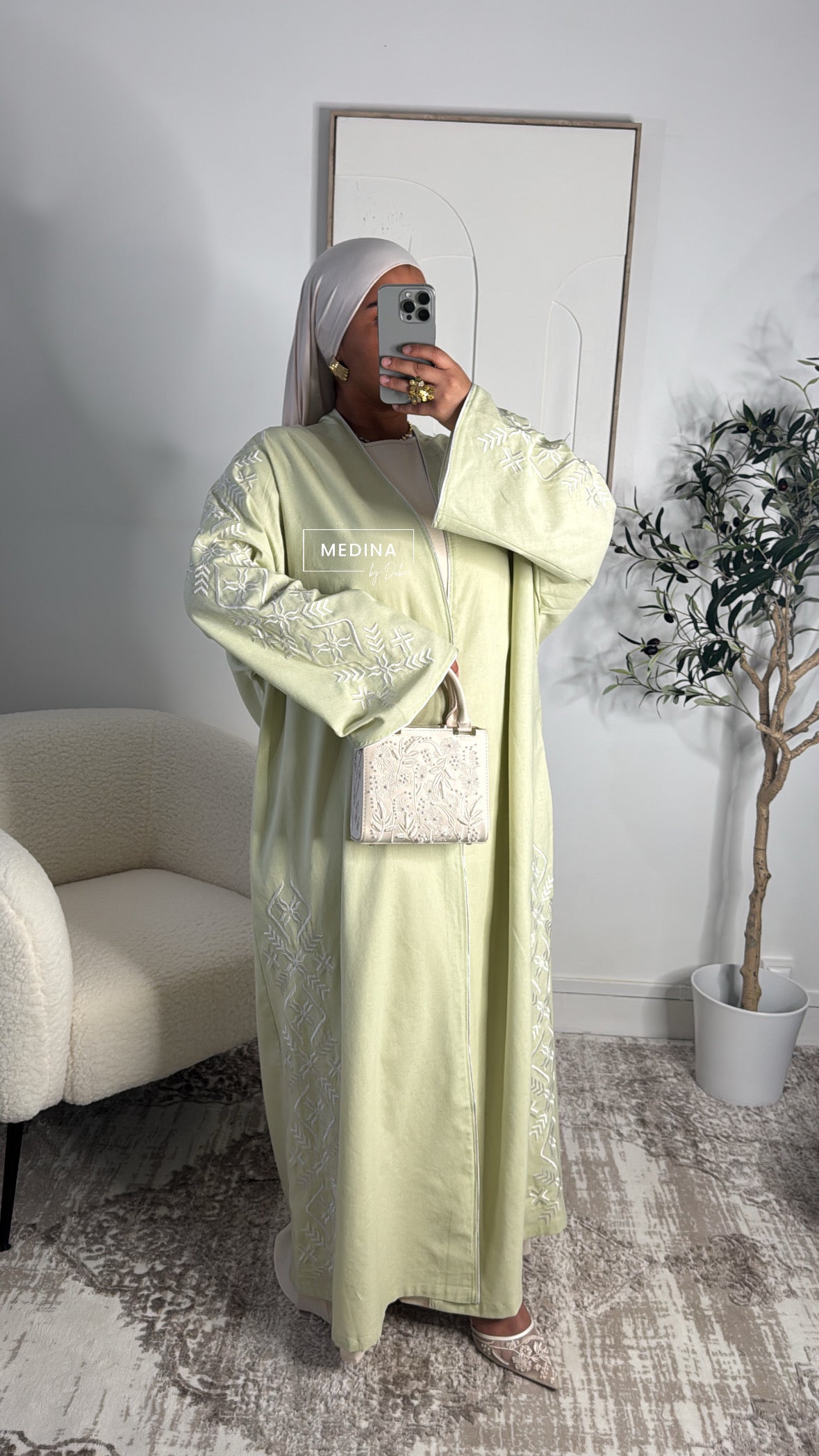 Kimono Sura Brodé vert pastel