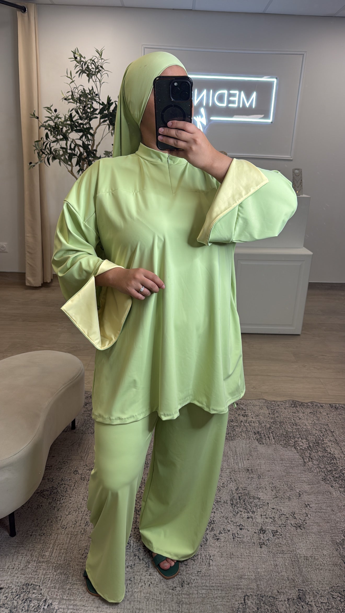 Burkini Premium 3 pièces à zip [ vert ]