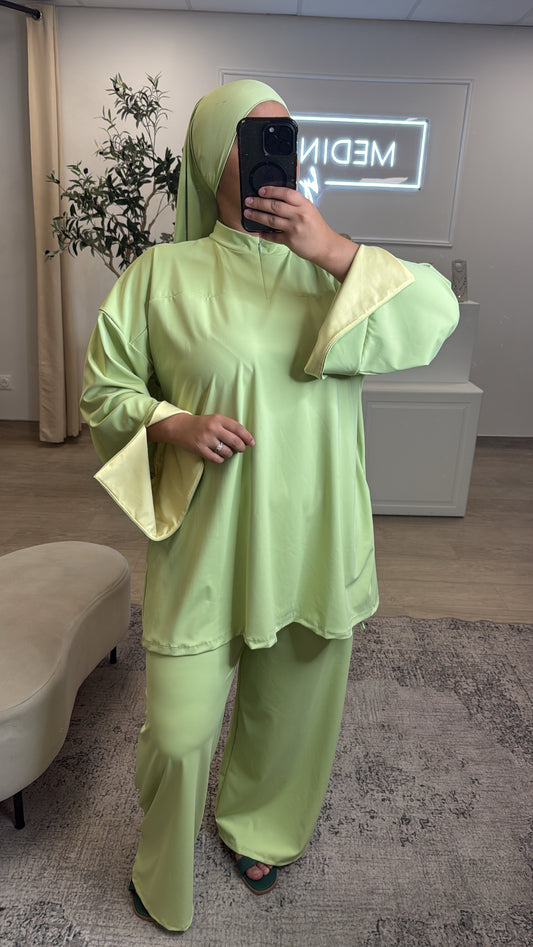 Burkini Premium 3 pièces à zip [ vert ]