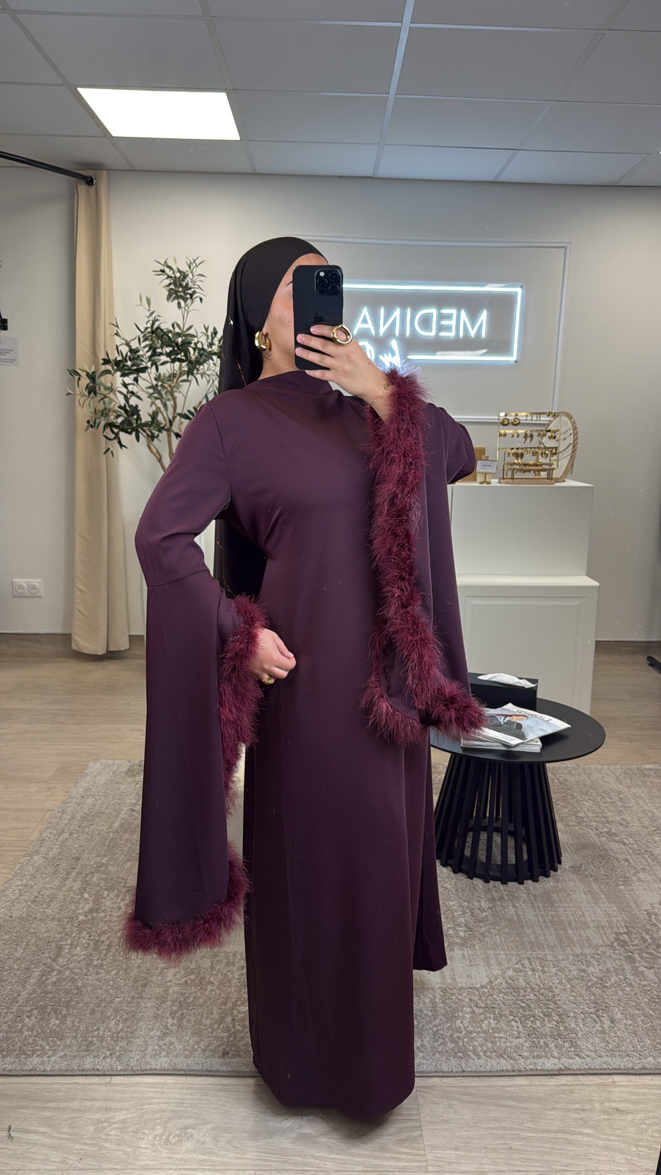 ROBE PLUME LEXIA [ bordeau ]