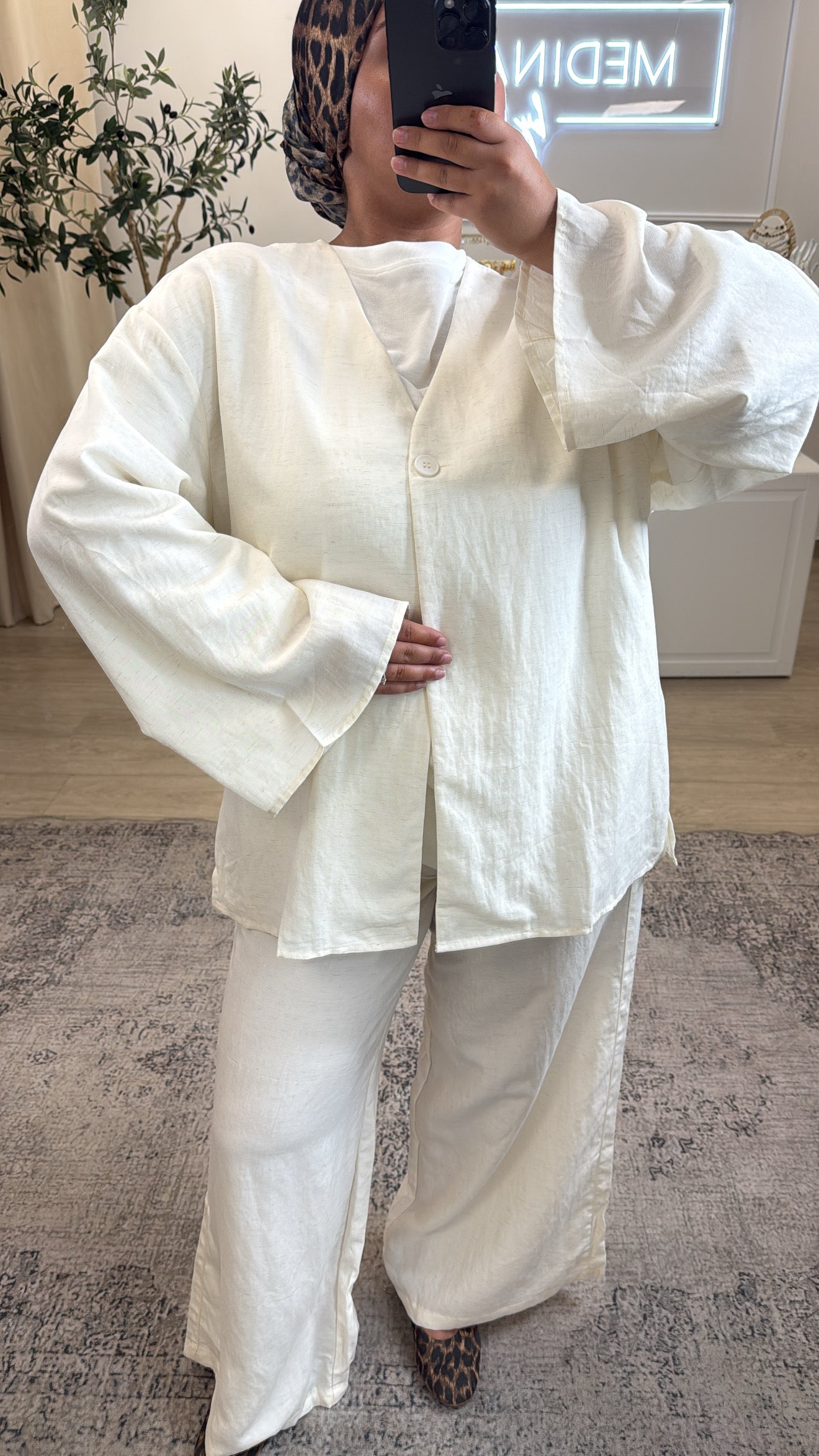 ENSEMBLE PREMIUM A BOUTON  PANTALON + CHEMISE OVERSIZE [ crème ]