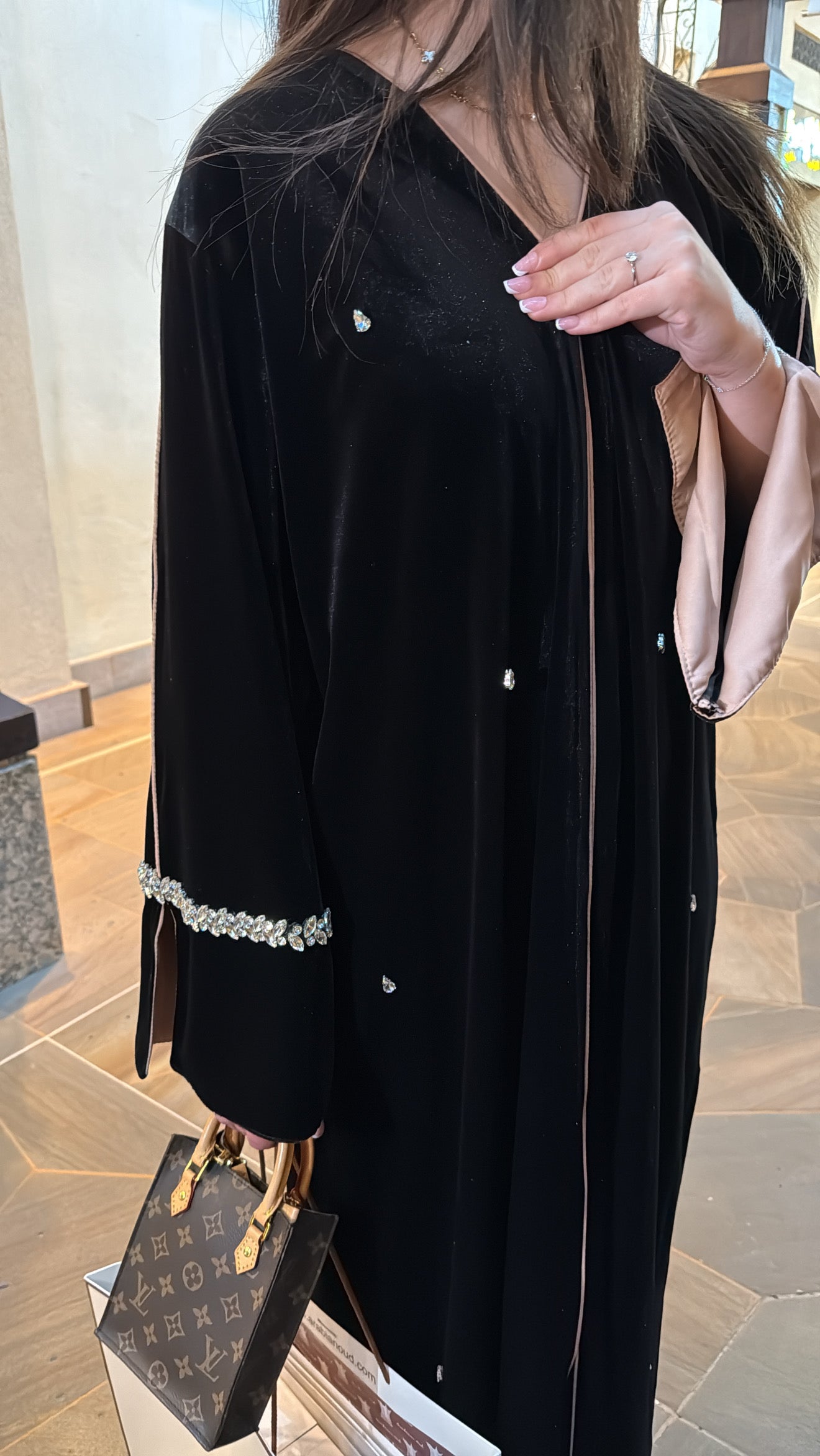ABAYA VELOURS MEDINA [ Argenté ]