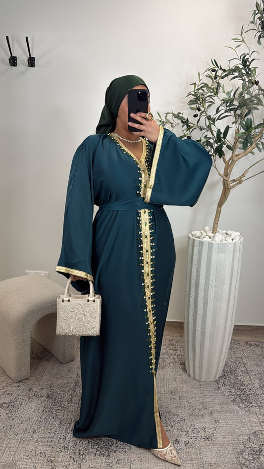 ABAYA PREMIUM NOUR [ VERT et GOLD ]