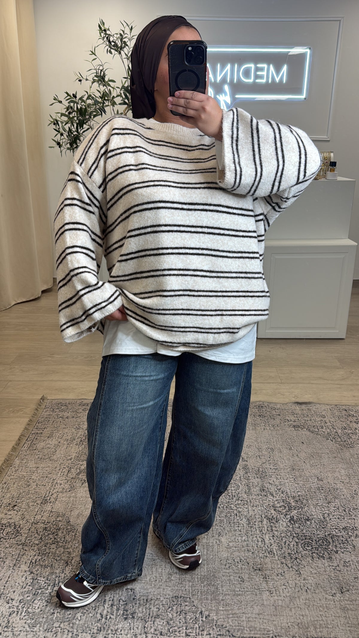 Pull à rayure [ crème ]