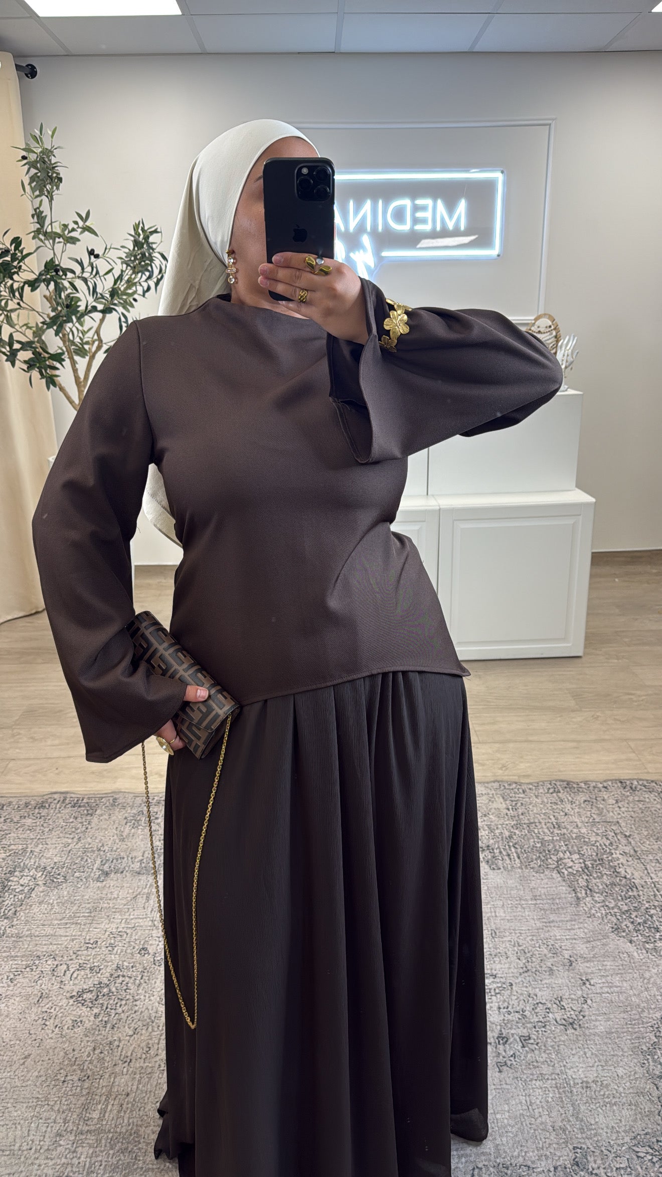 ENSEMBLE PREMIUM JUPE + HAUT CINTRÉ [ choco ]