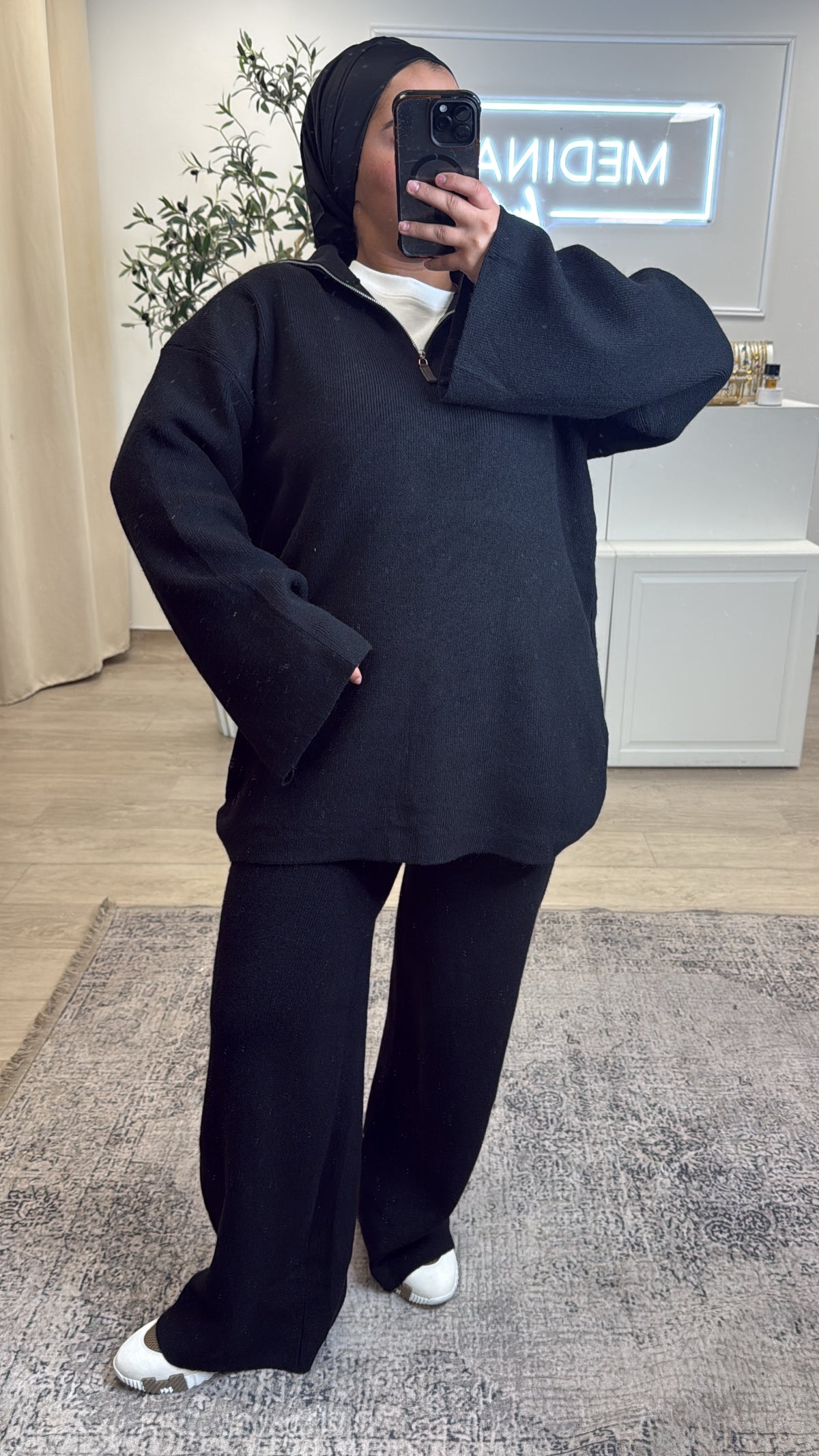 Ensemble haut à zip + pantalon [ noir ]