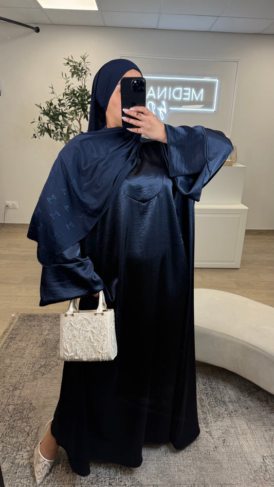 ABAYA SATINÉ FEDOUA [ bleu ]