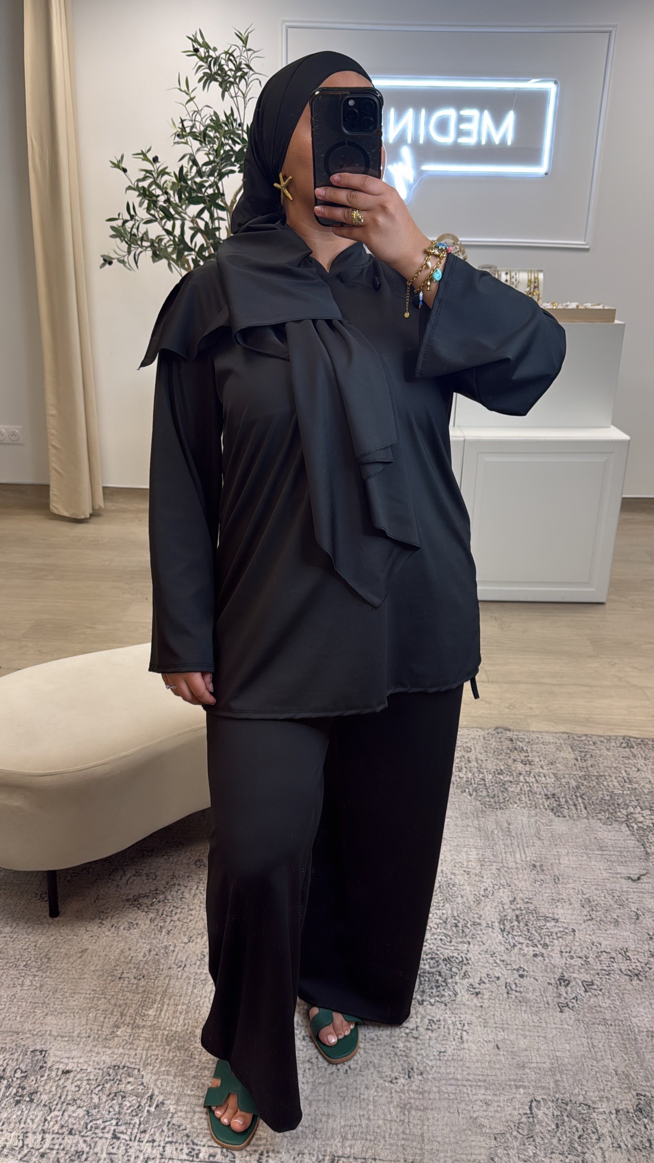 Burkini Premium 3 pièces à bouton [ noir ]