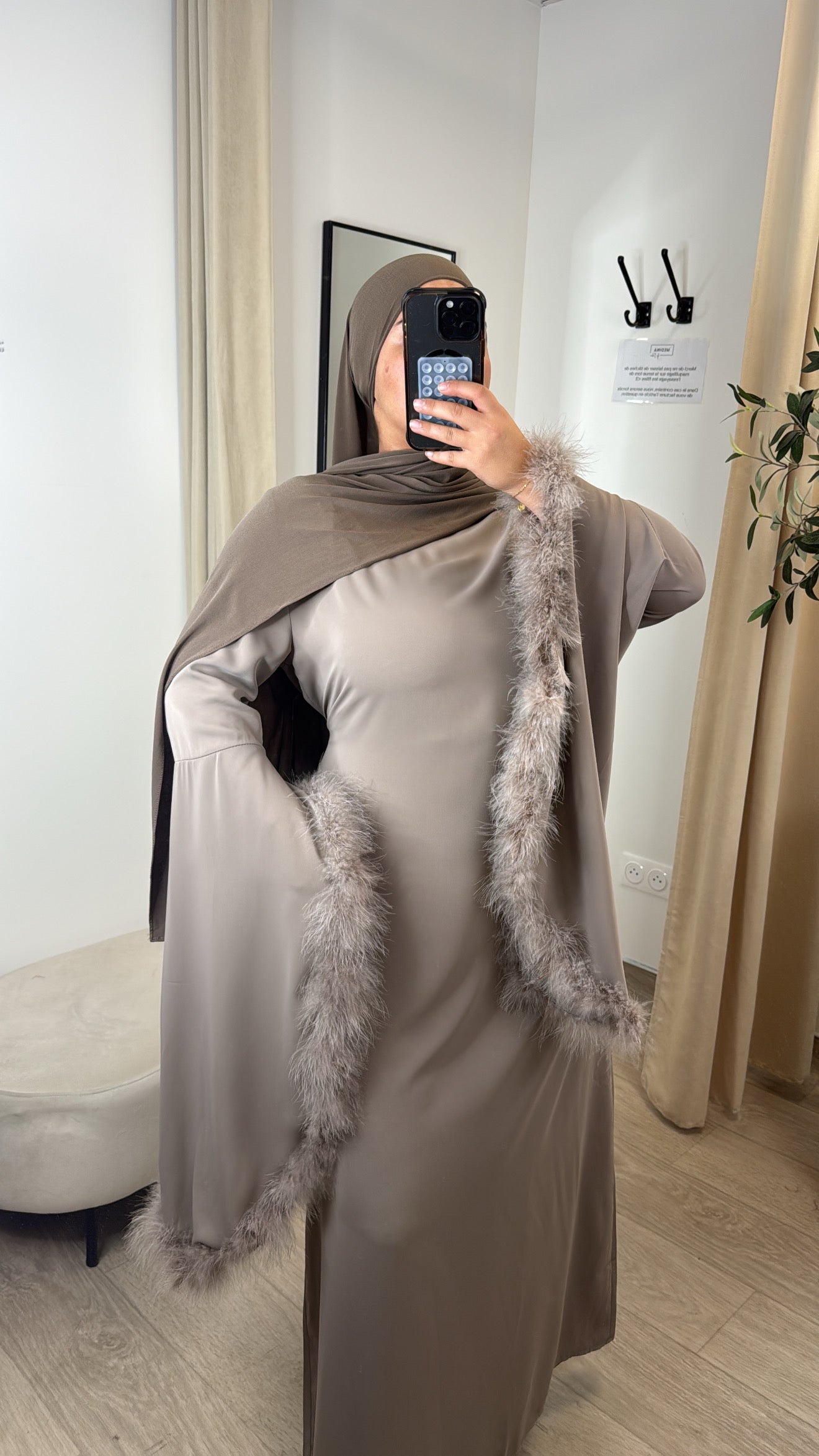 ROBE PLUME LEXIA [ taupe ]