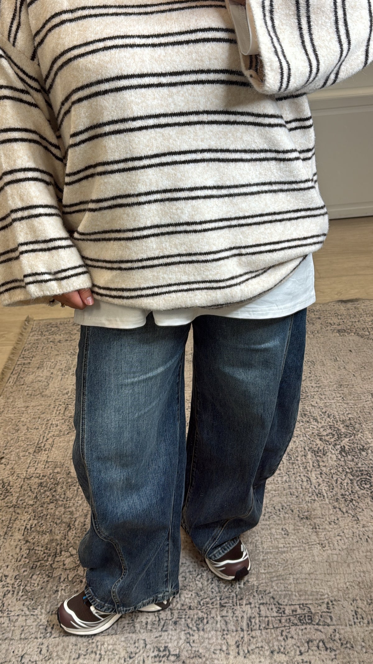 Pull à rayure [ crème ]