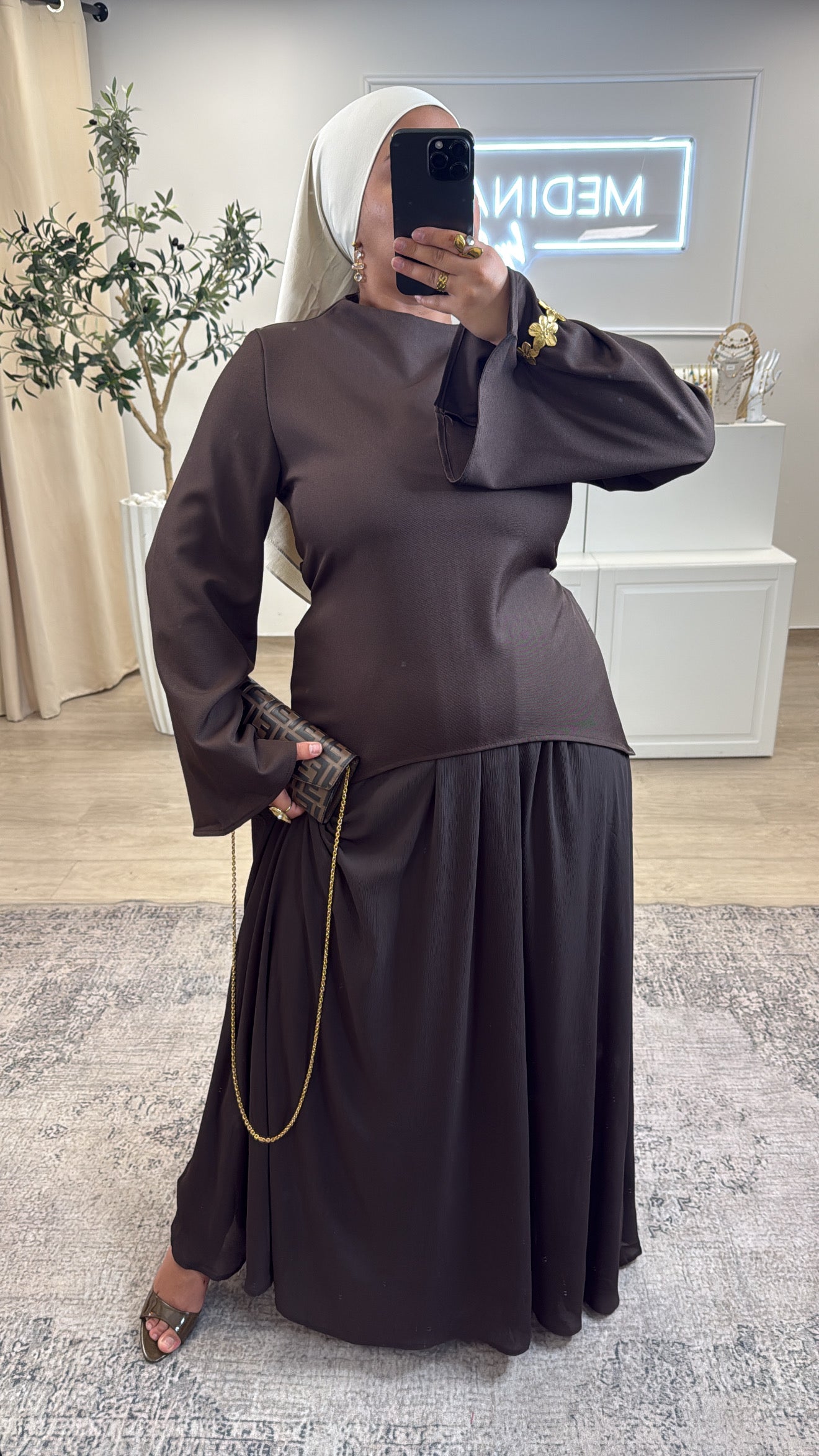 ENSEMBLE PREMIUM JUPE + HAUT CINTRÉ [ choco ]