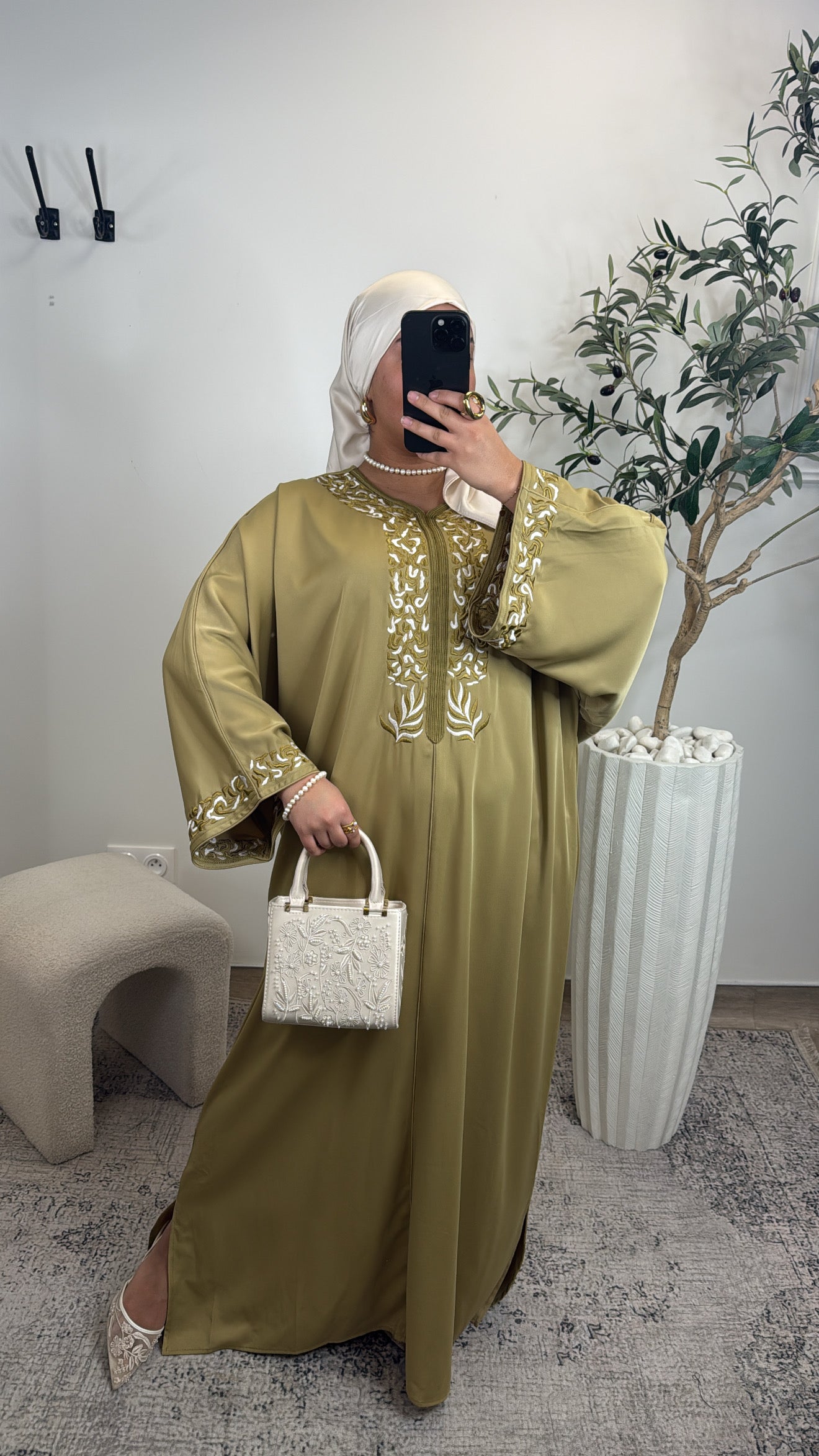 ABAYA BRODÉ  NARYMEL [ pistache ]