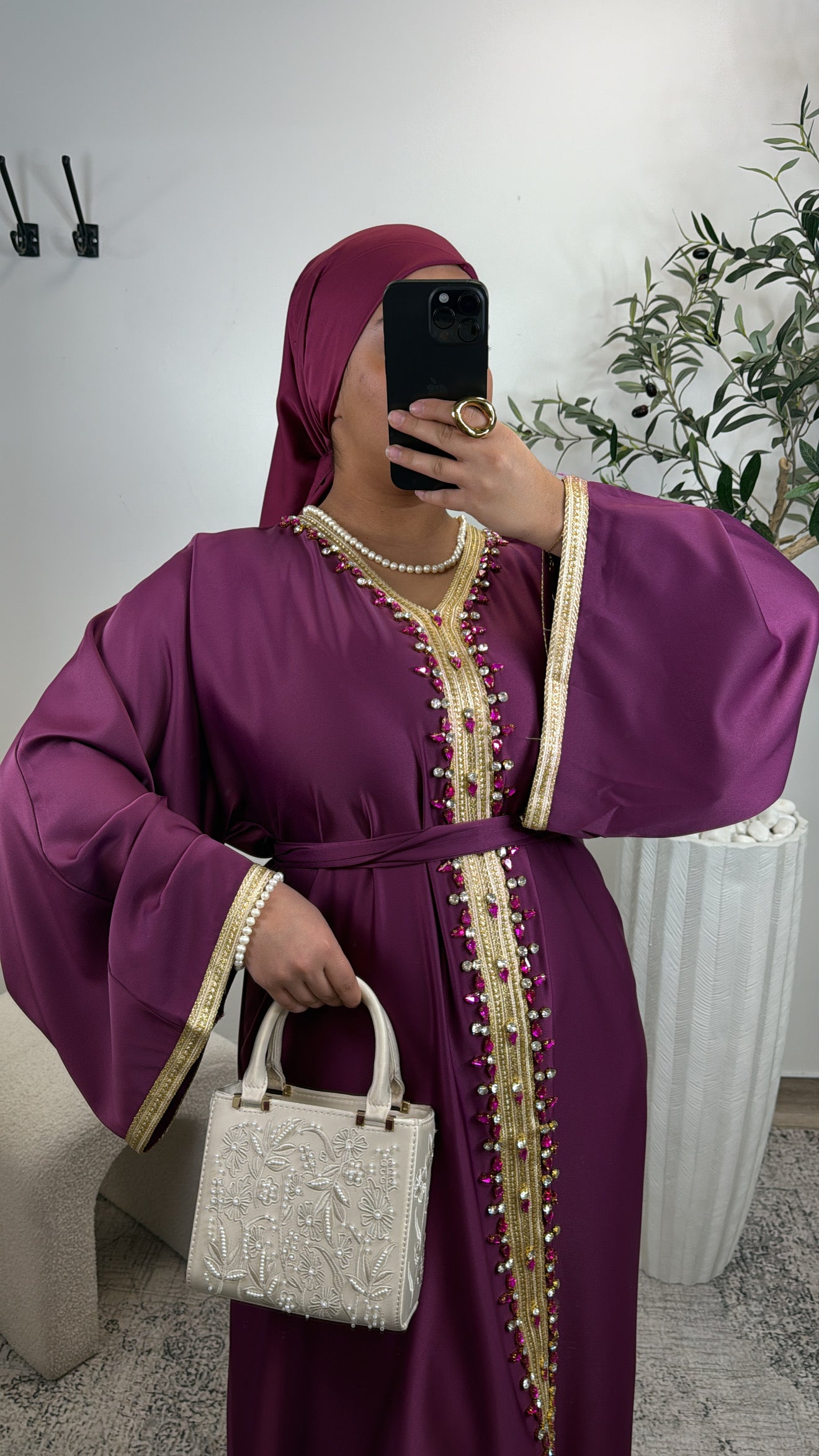ABAYA PREMIUM NOUR [ FUCHSIA ET GOLD]