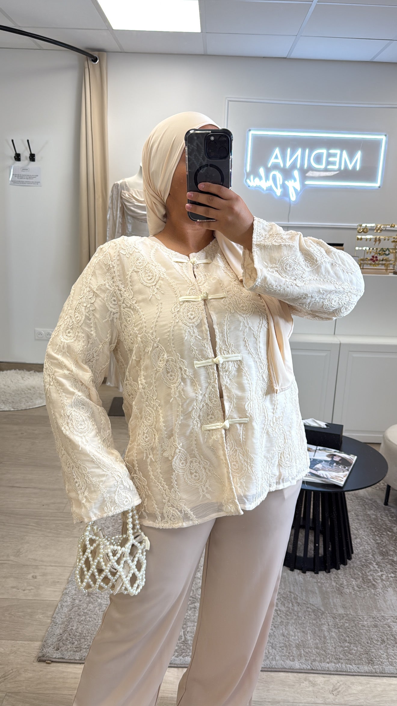 Gilet bohème dentelle [ crème ]